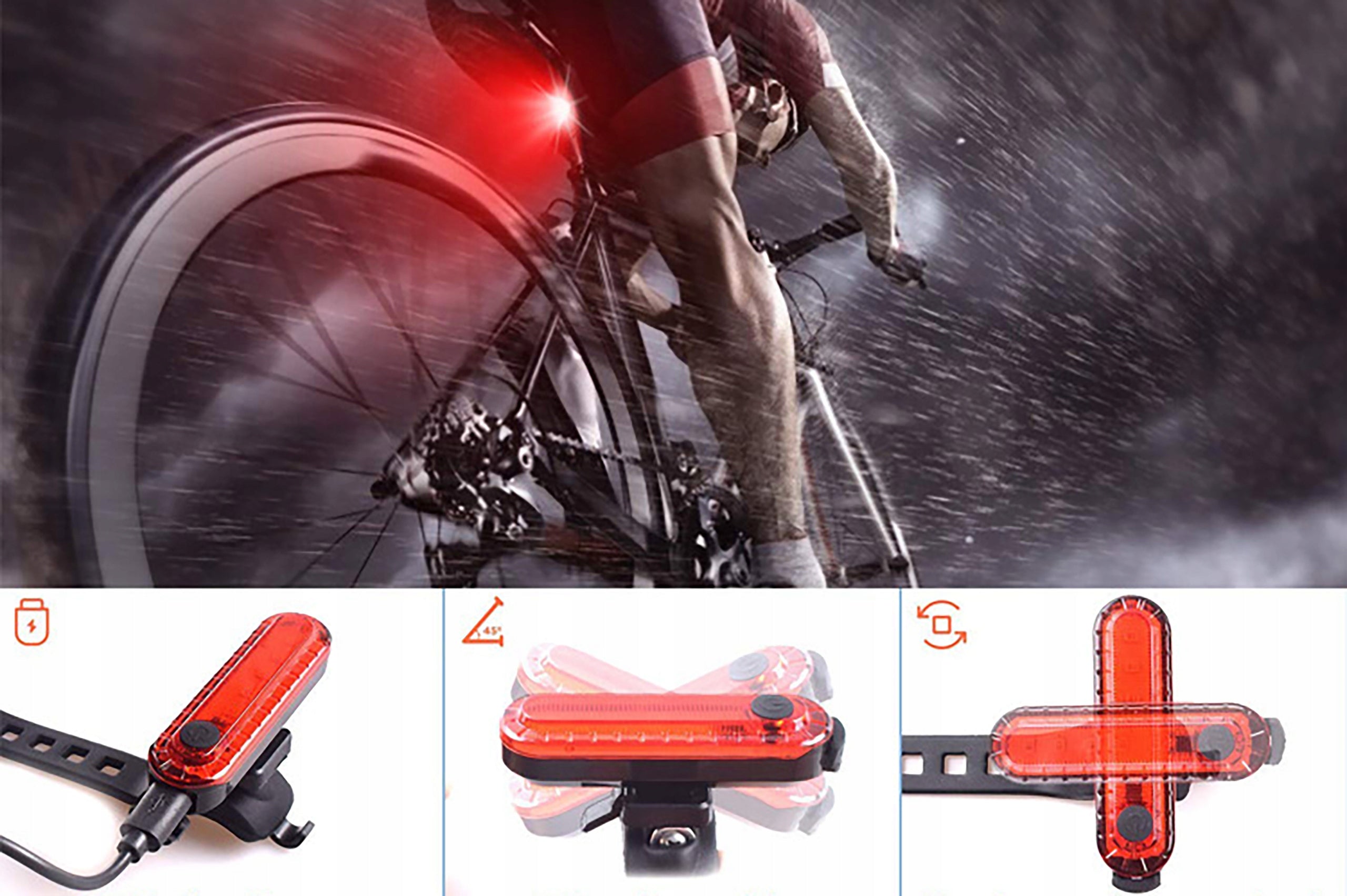 LED BIKE LIGHT FRONT 1800 LUMENS STRONG + REAR BICYCLE LIGHTS Kind set