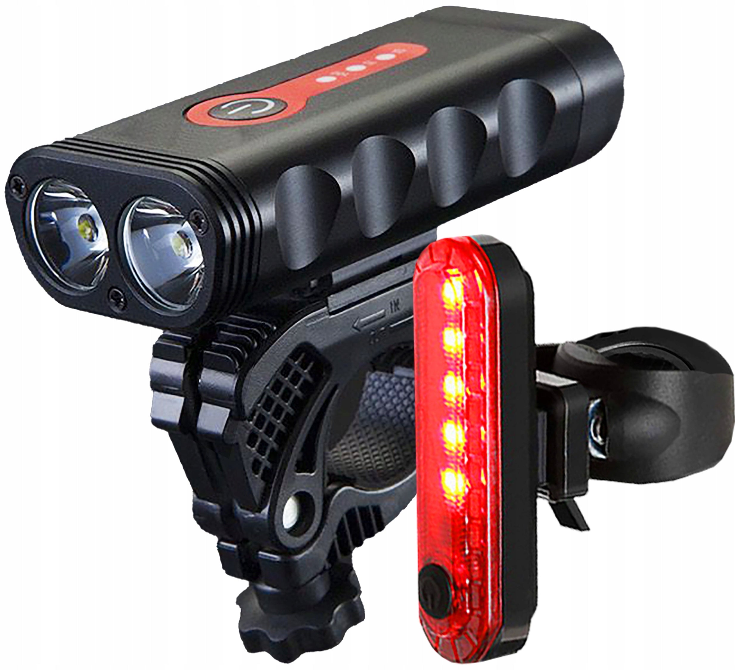 LED BIKE LIGHT FRONT 1800 LUMENS STRONG + REAR BICYCLE LIGHTS