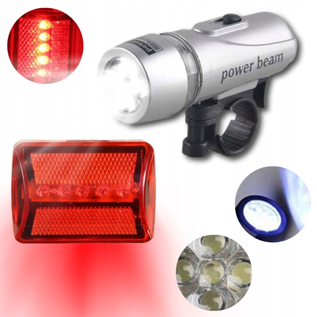 LED Bike Flashlight Set Front + Rear Lamps