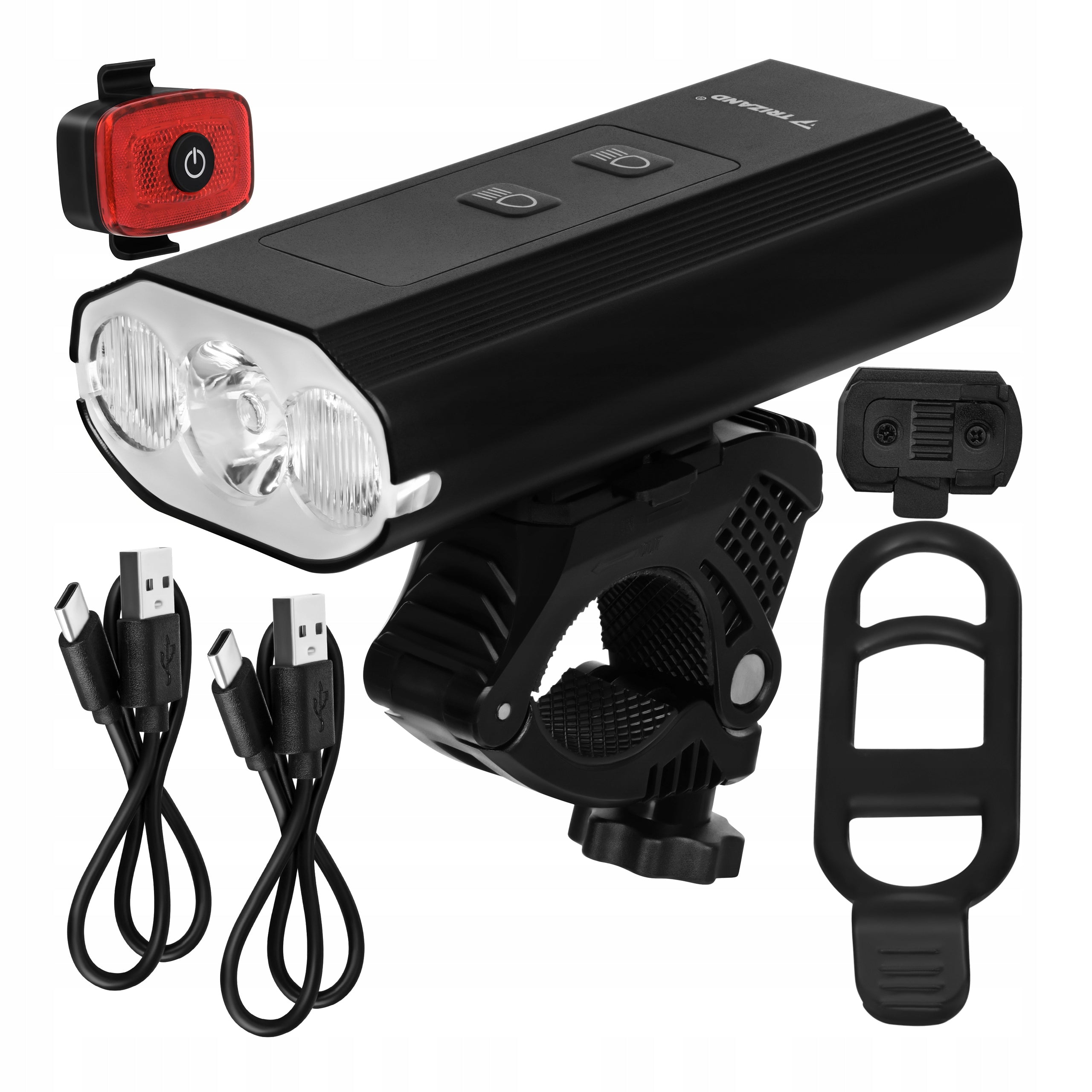 LED Bike Light 1300lm Rear Front Powerful Flashlight 5200mAh USB Kit