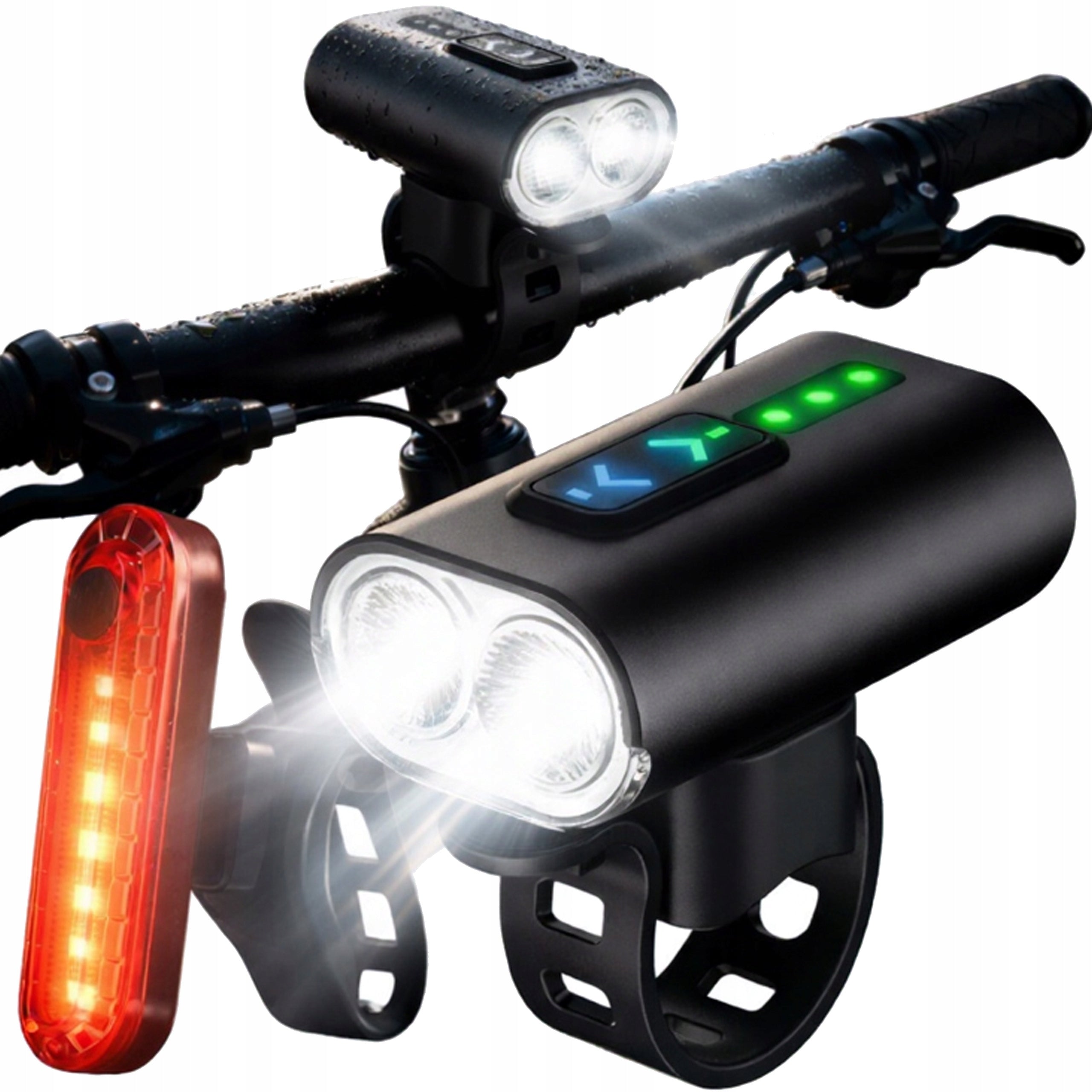 LED Bike Light Front Rear USB Rechargeable Flashlight