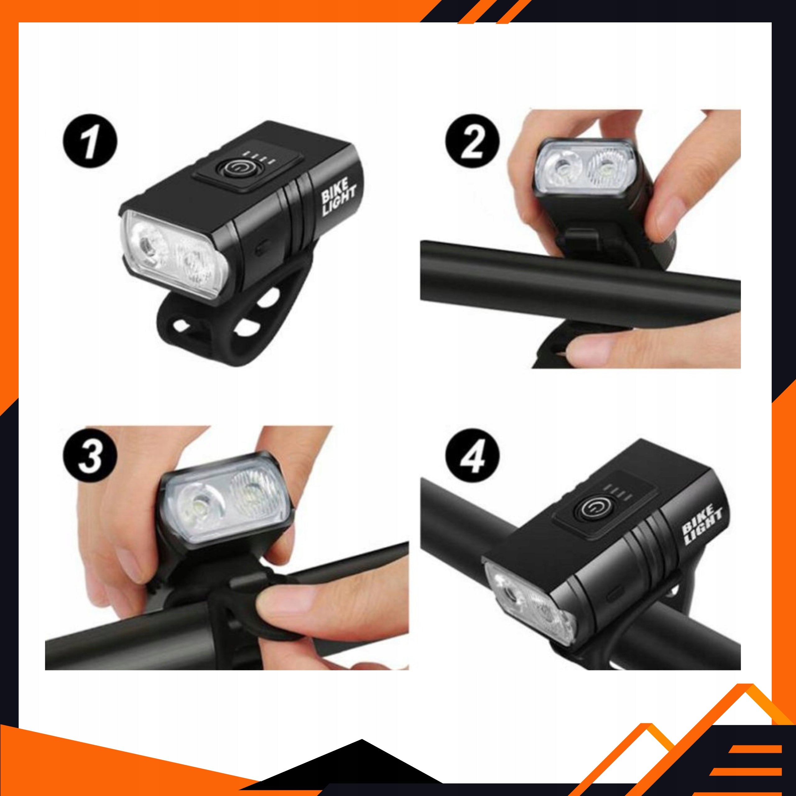 LED Bike Light Very Strong Waterproof USB Rechargeable + Freebie Rear Brand Vedor