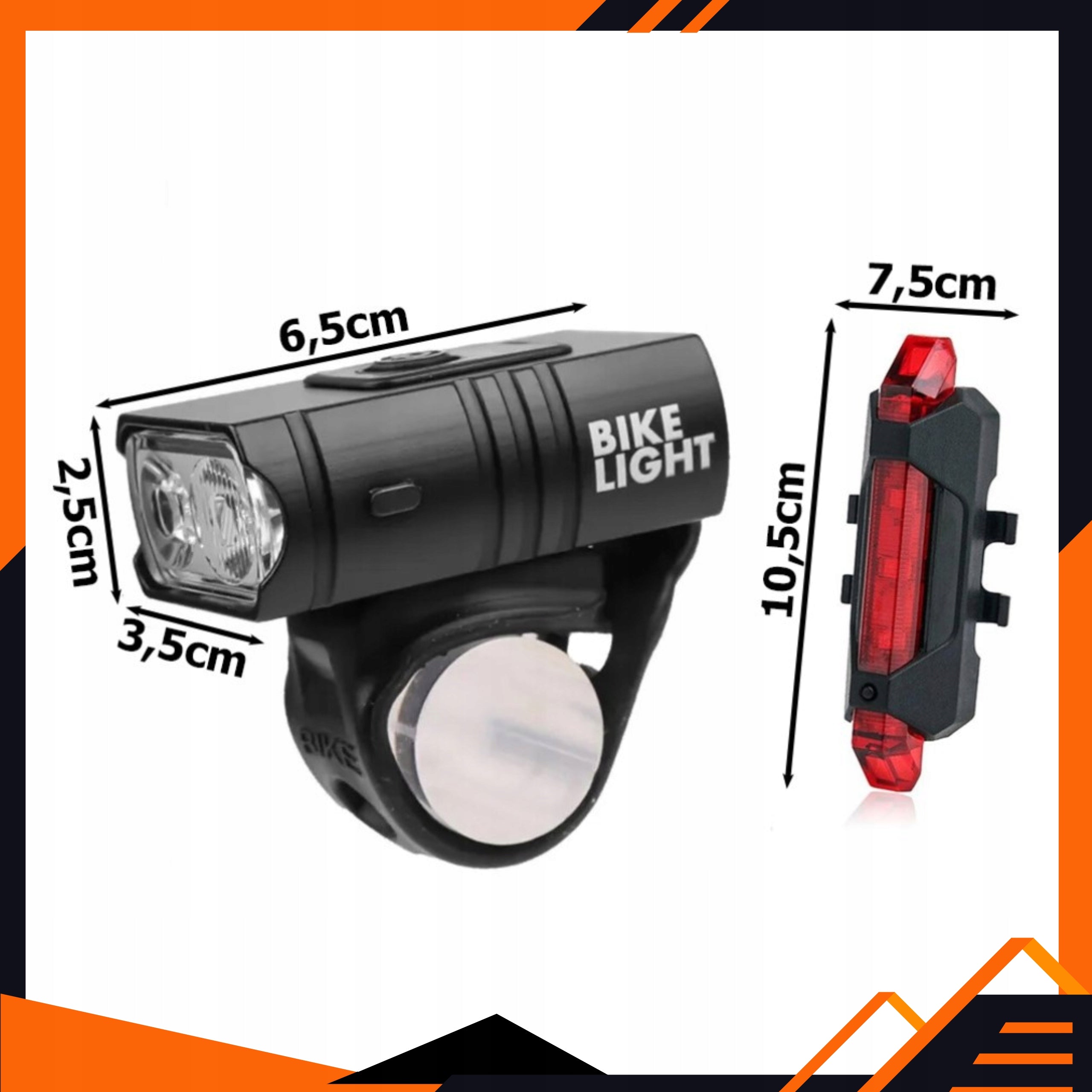 LED Bike Light Very Strong Waterproof USB Rechargeable + Freebie Rear Model Lampka Rowerowa Przód + Gratis Tył Vedor
