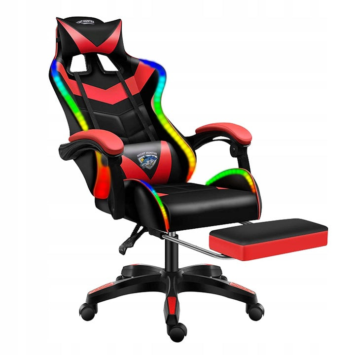 LED Chair with Back Massage GAMING Computer Rotating Player + FOOTREST! Packaging status original