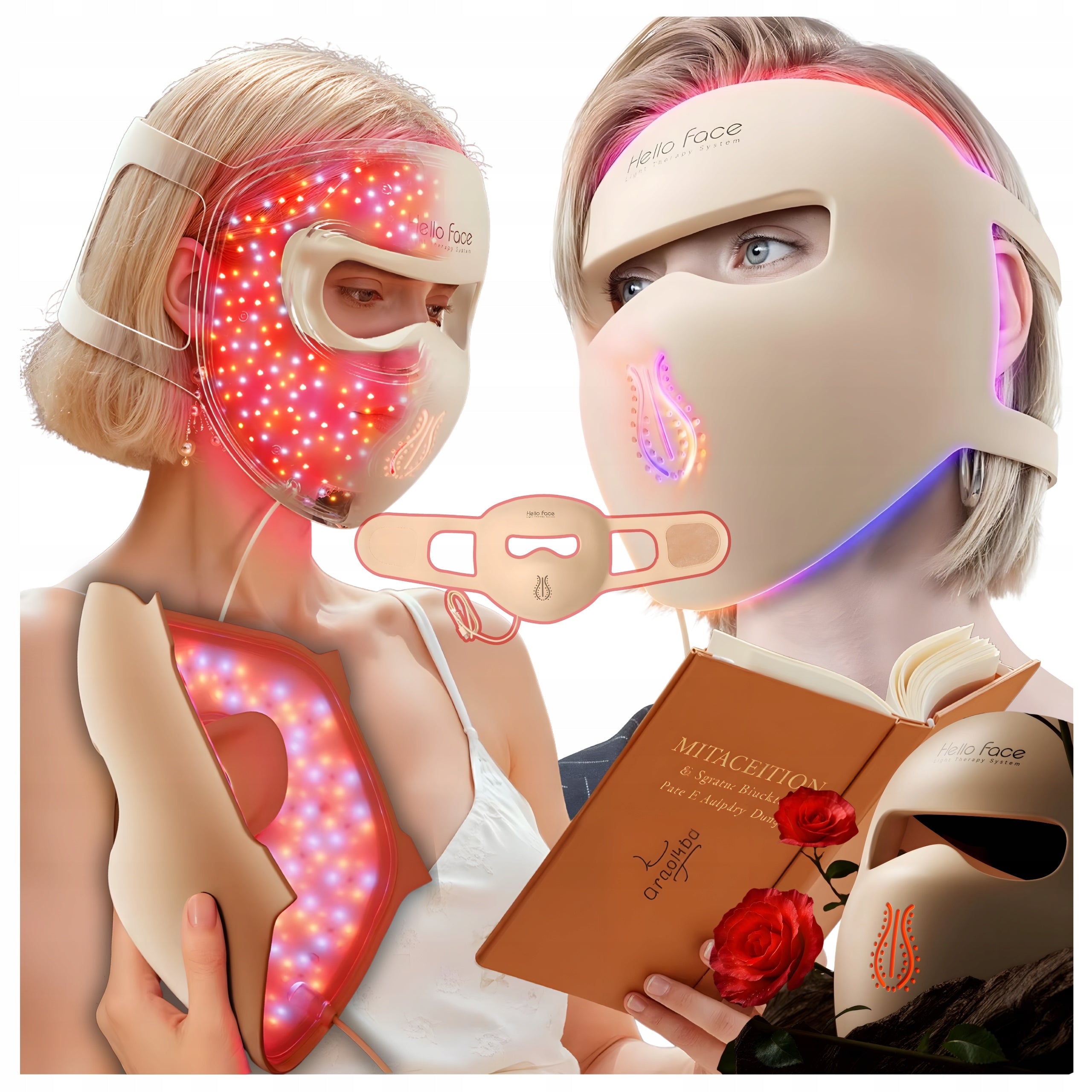 LED FACE MASK HALLO FACE PHOTOTHERAPY RED LIGHT 4D, 311 LED
