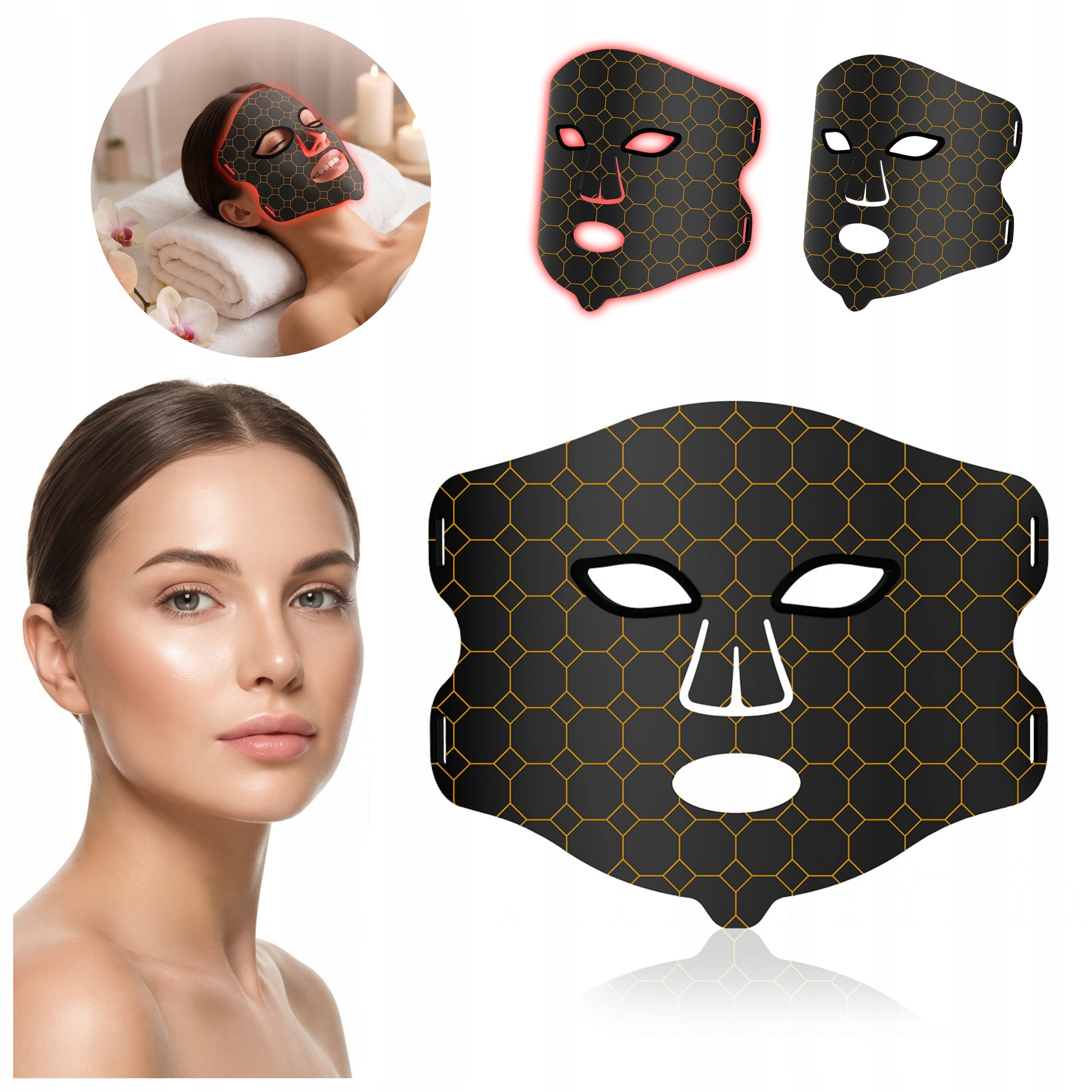 LED FACE MASK IMPROVING SKIN CONDITION REDUCTION OF ACNE AND VIBRATION SPOTS