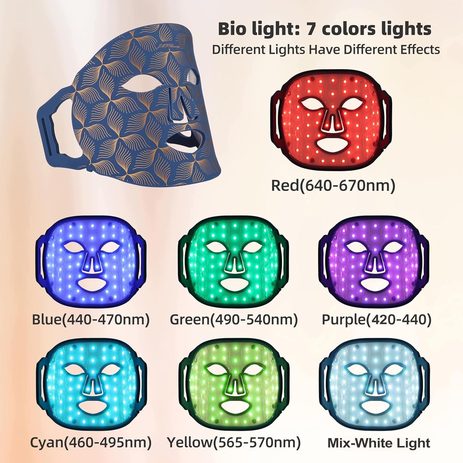 LED FACE MASK LIGHT THERAPY 7 COLORS REJUVENATING Medical device no