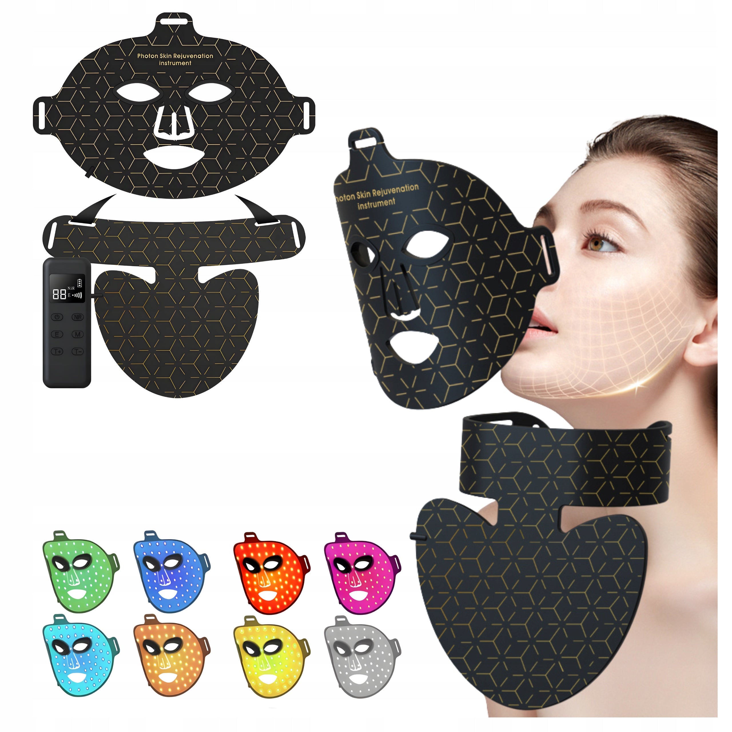 LED FACE MASK WITH NECK AND NECKLINE COLLAR - IMPROVING THE CONDITION OF THE SKIN