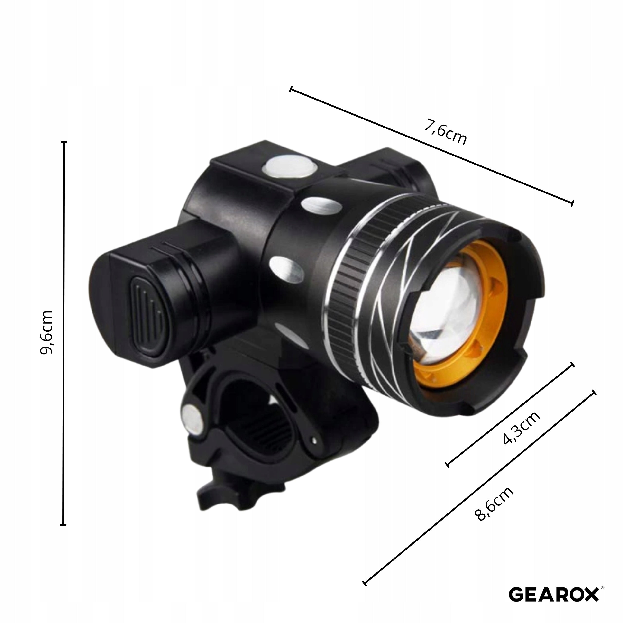 LED FLASHLIGHT USB BICYCLE STRONG WATERPROOF XML-T6 CREE Brand Gearox