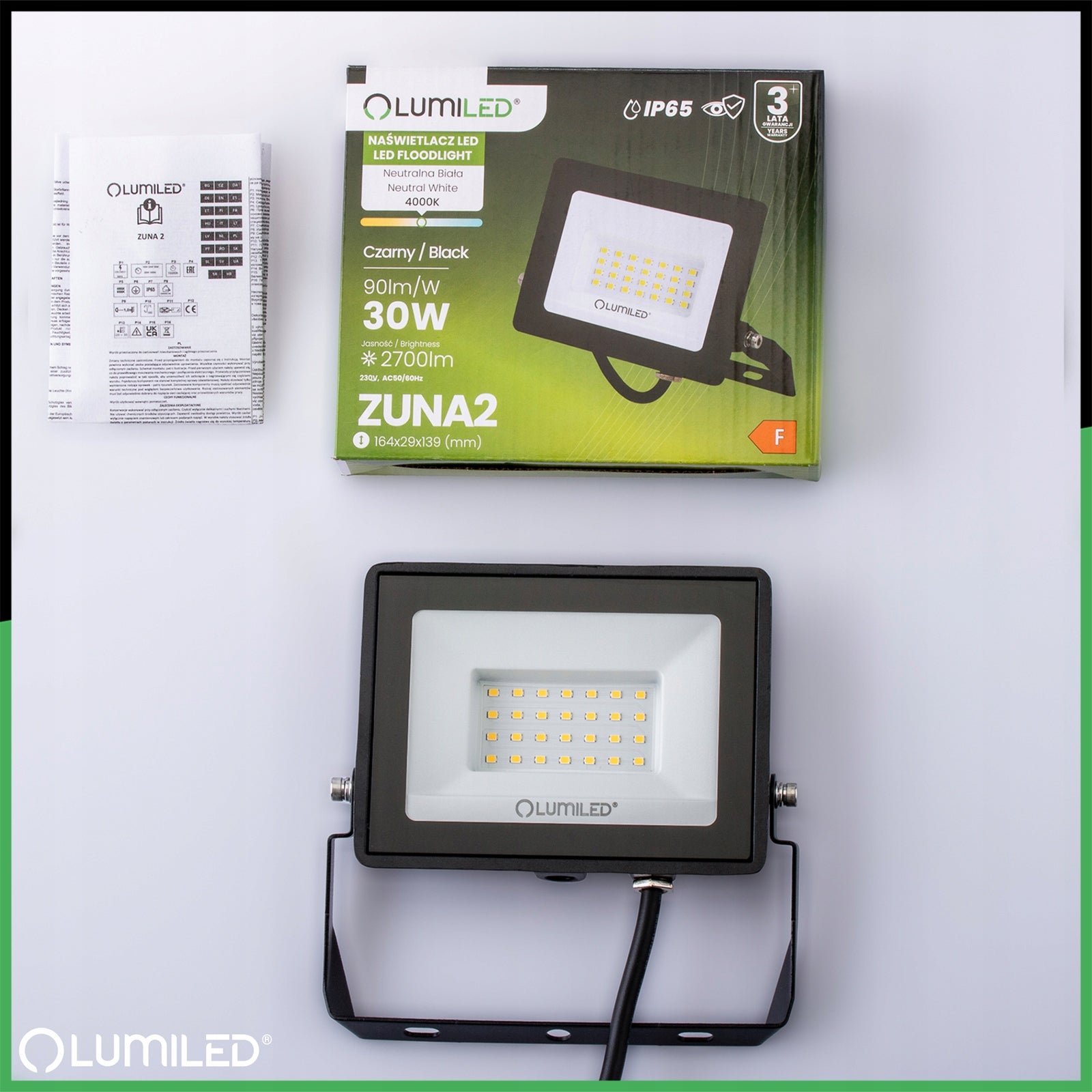 LED FLOODLIGHT HALOGEN 30W BUILDING SPOTLIGHT WORK LAMP IP65 for Garage Rated power 30 W