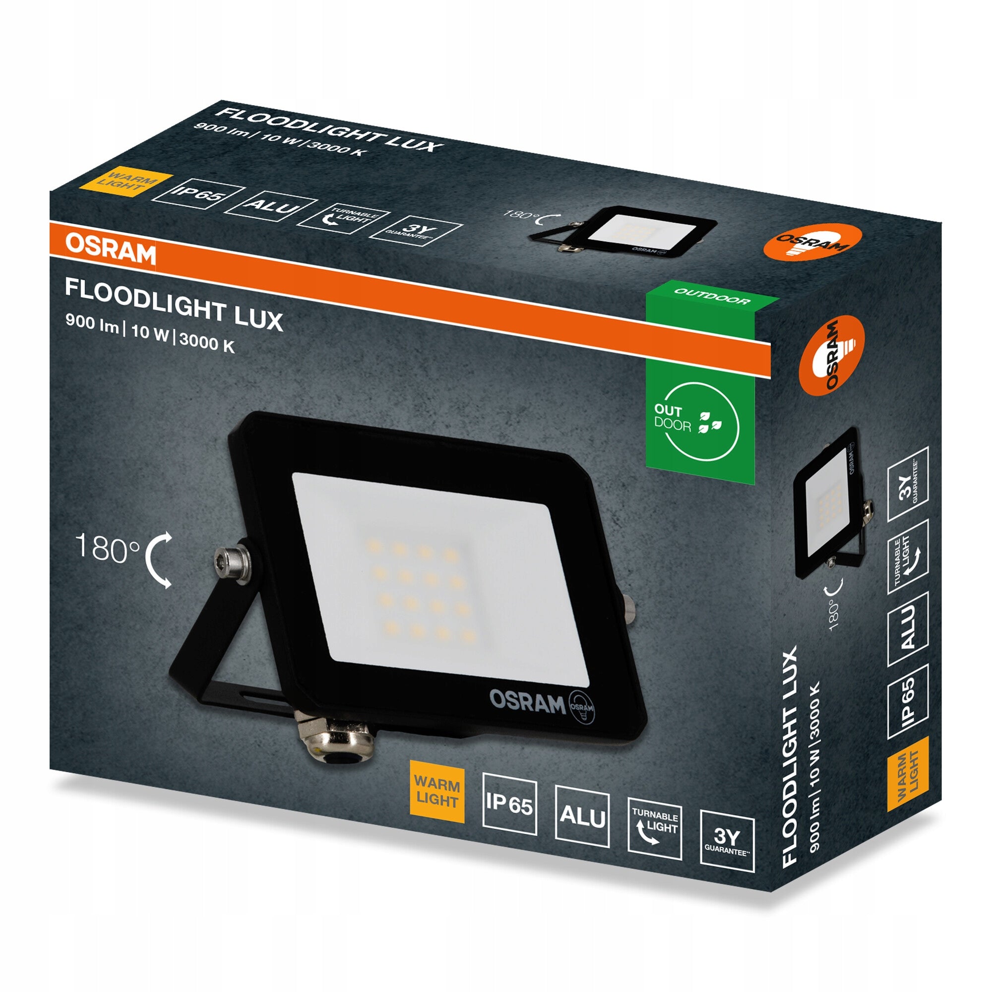 LED FLOODLIGHT LUX 10W 3000K 900LM IP65 OSRAM Packaging status original