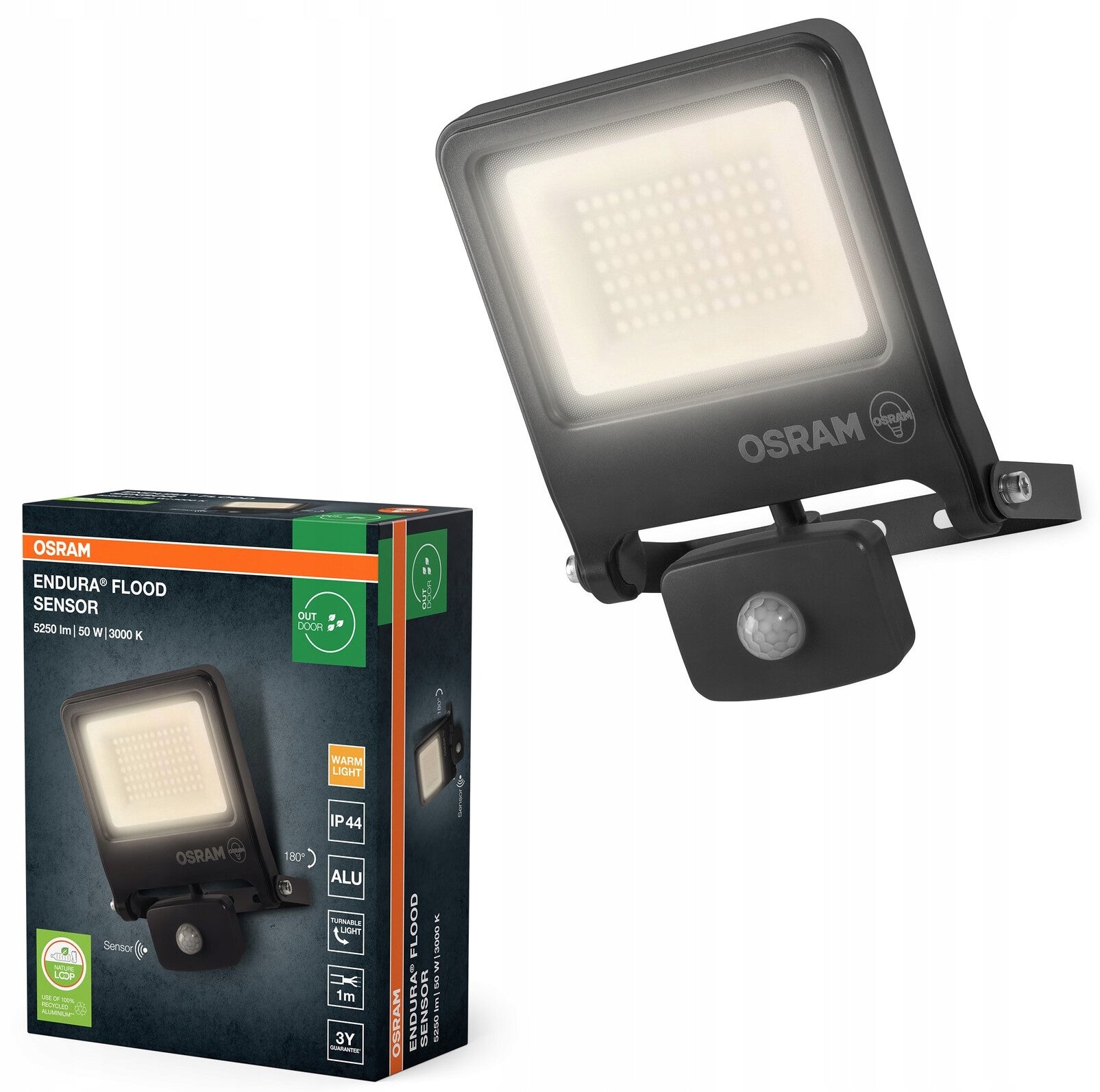 LED FLOODLIGHT OSRAM LEDVANCE ENDURA PCR 50W 3000K SENSOR Manufacturer code 9593