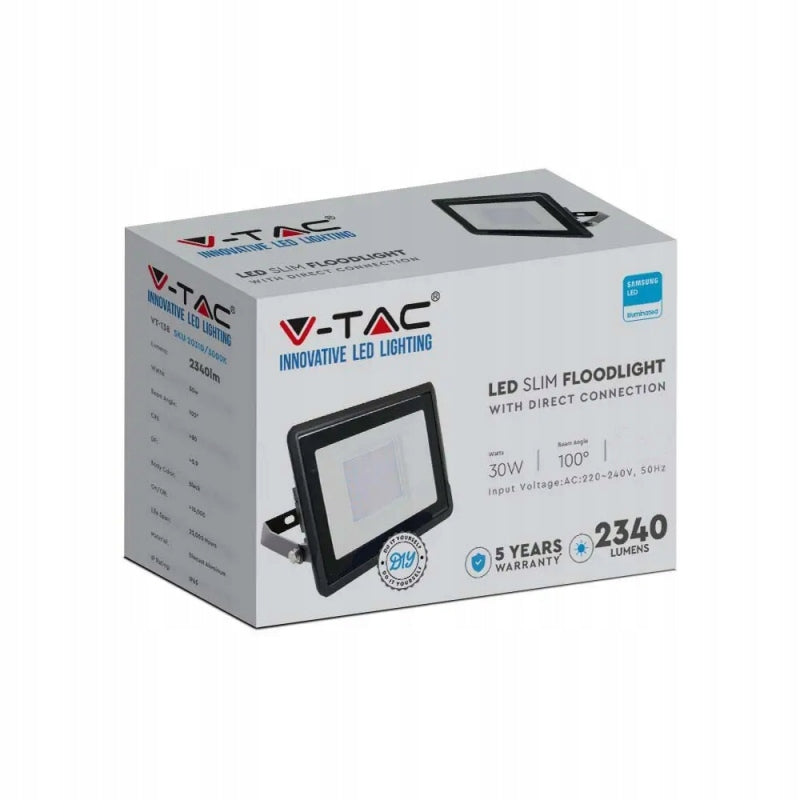 LED FLOODLIGHT SLIM HALOGEN COLD + MUFF 30W BLACK V-TAC SAMSUNG Brand V-TAC
