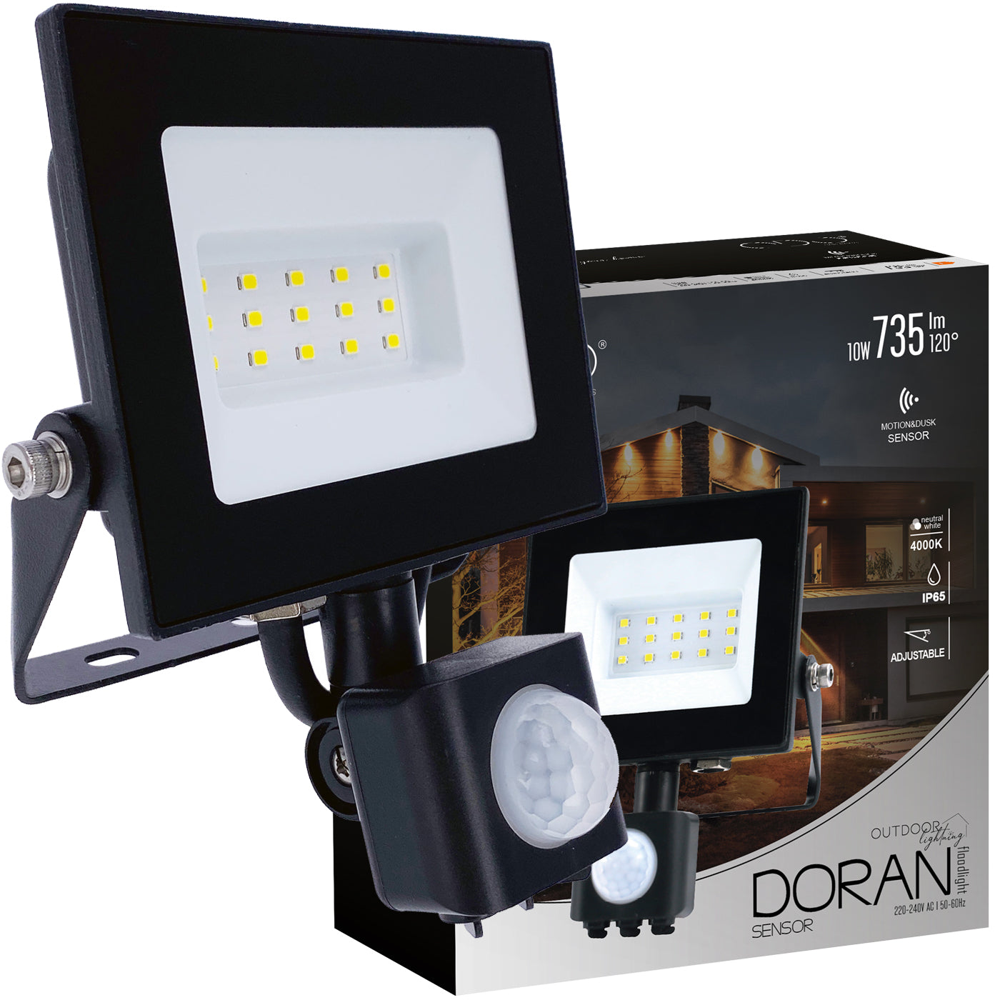 LED FLOODLIGHT with motion sensor DORAN 10W 4000K 735lm IP65 EDO