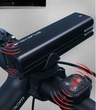 LED FRONT BIKE LIGHT 1500LM + HORN AND REMOTE CONTROL Packaging status original