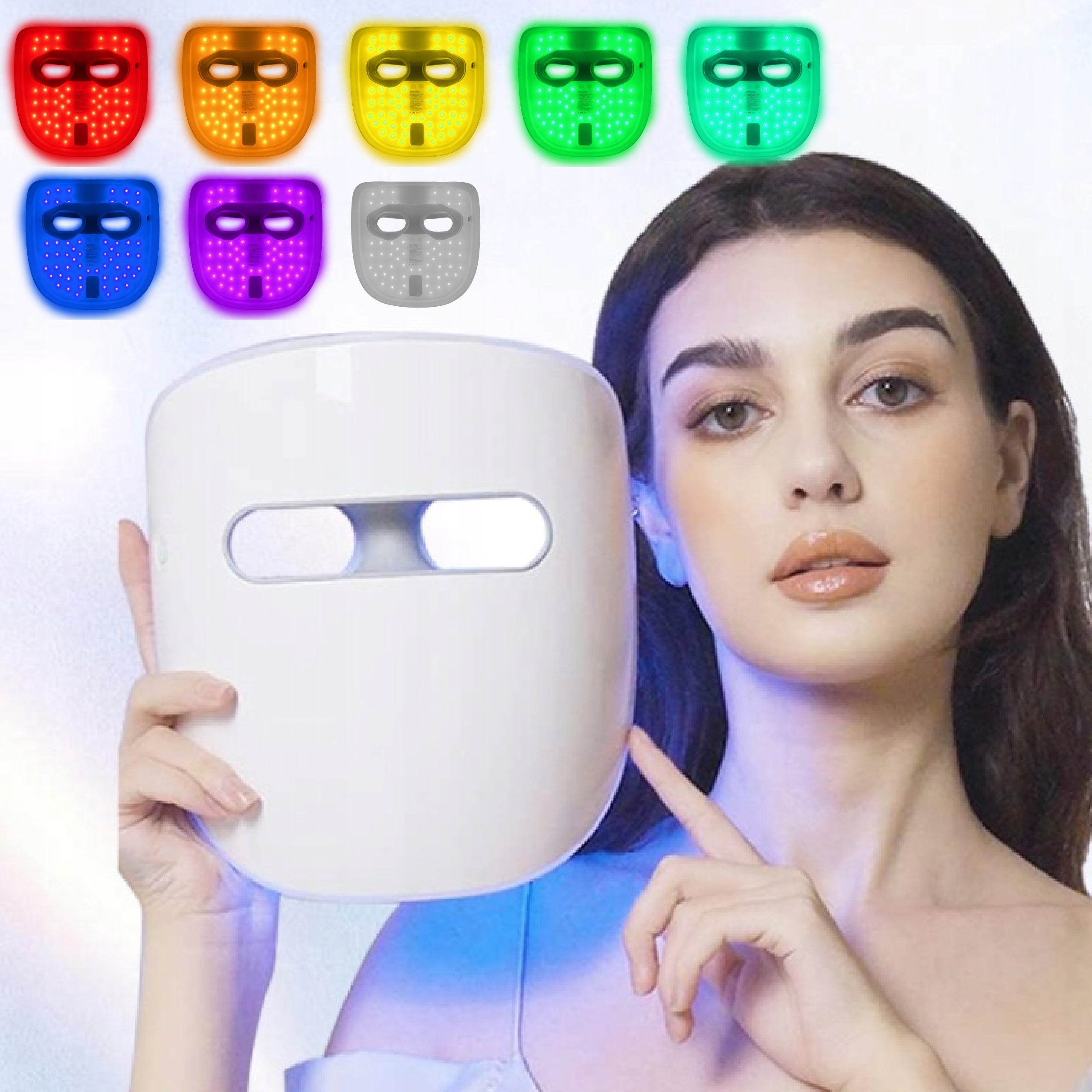 LED Face MASK 9 Colors PHOTOTHERAPY RECHARGEABLE MEDICAL DIODES CASE Medical device no