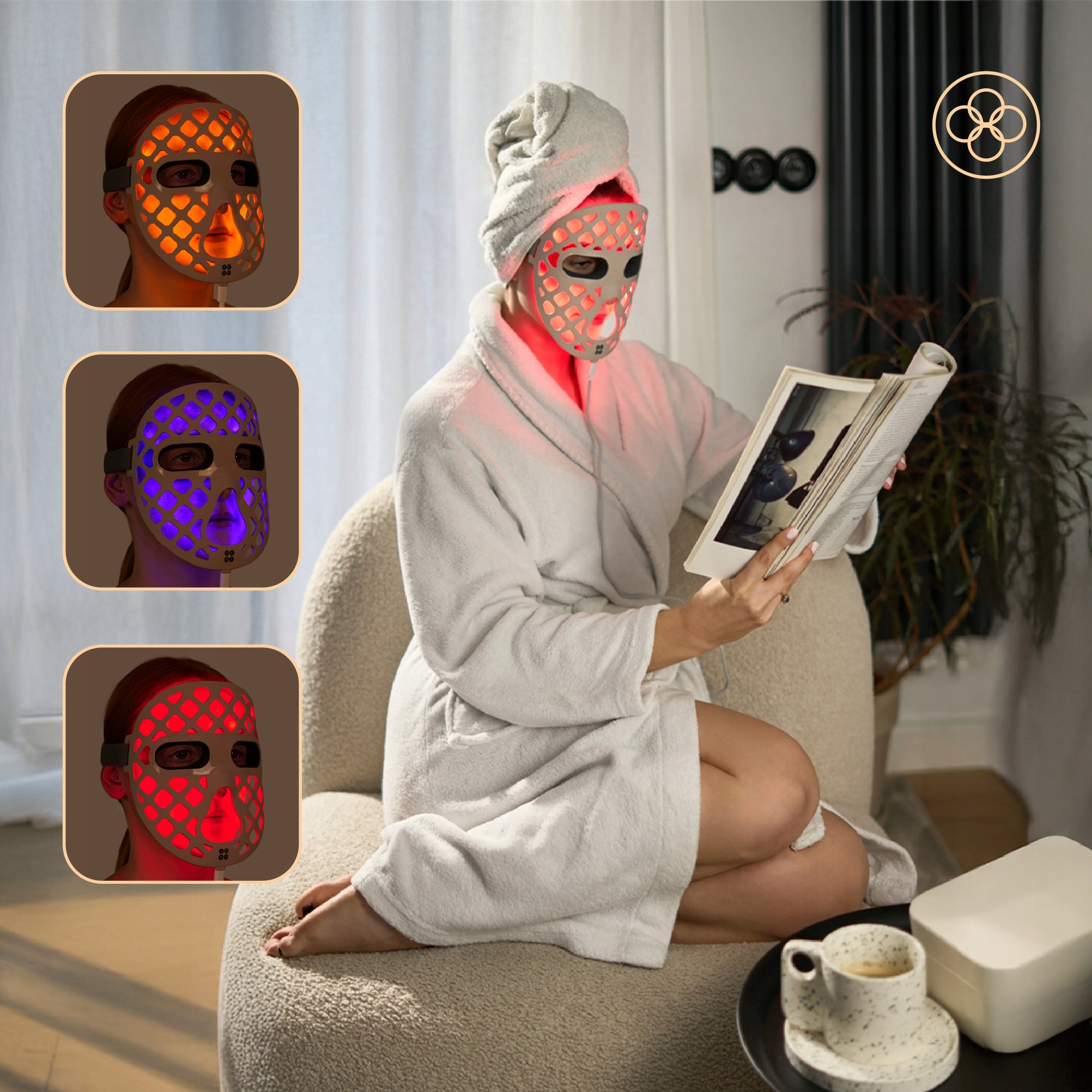LED Face Mask For Photon Therapy Light Therapy Pouch 3 Modes Packaging status original