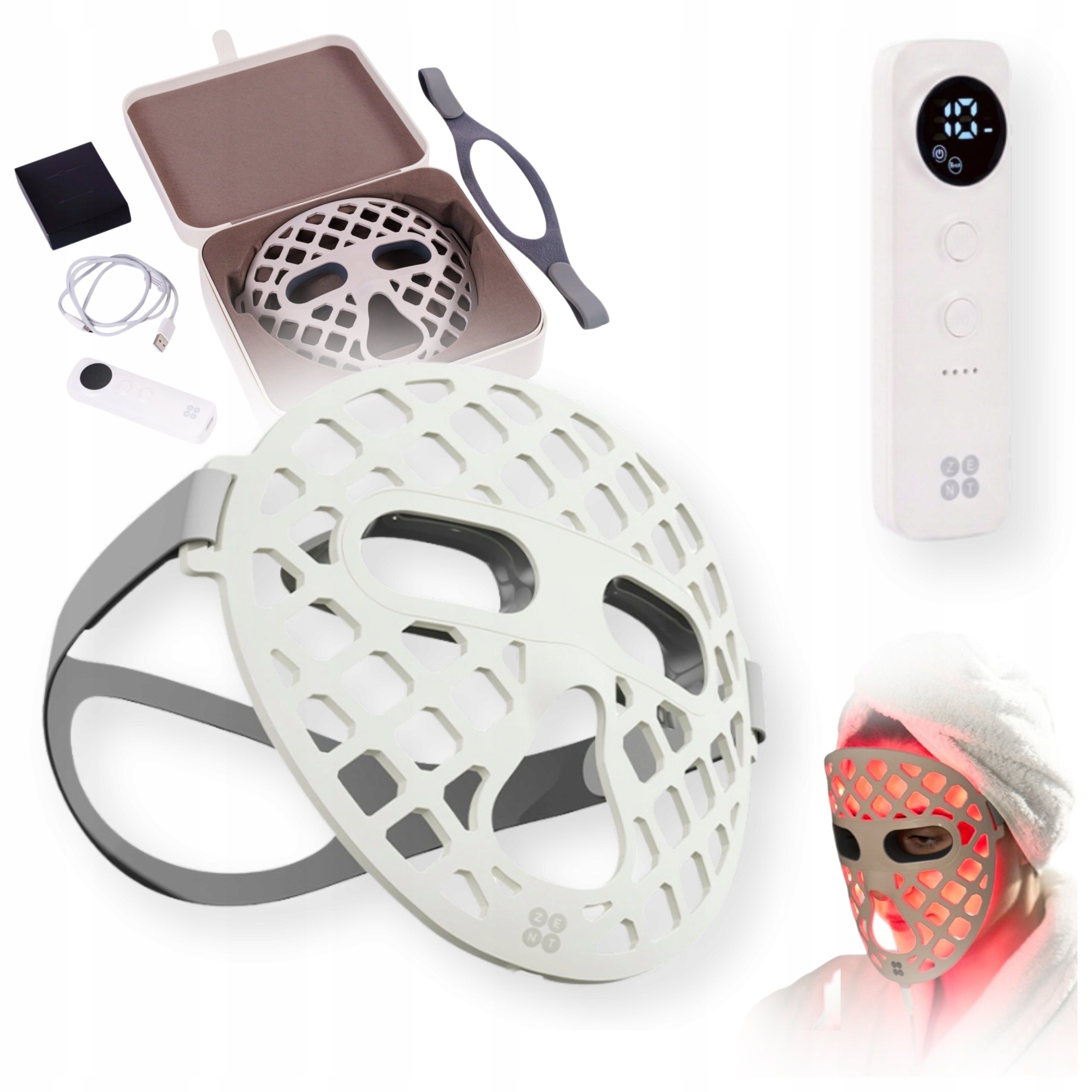 LED Face Mask For Photon Therapy Light Therapy Pouch 3 Modes