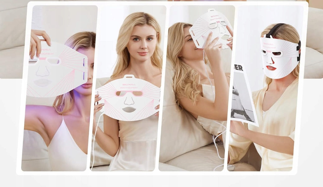LED Face Mask Light Therapy 3 Colors Anti Aging White Manufacturer code Smartband D20