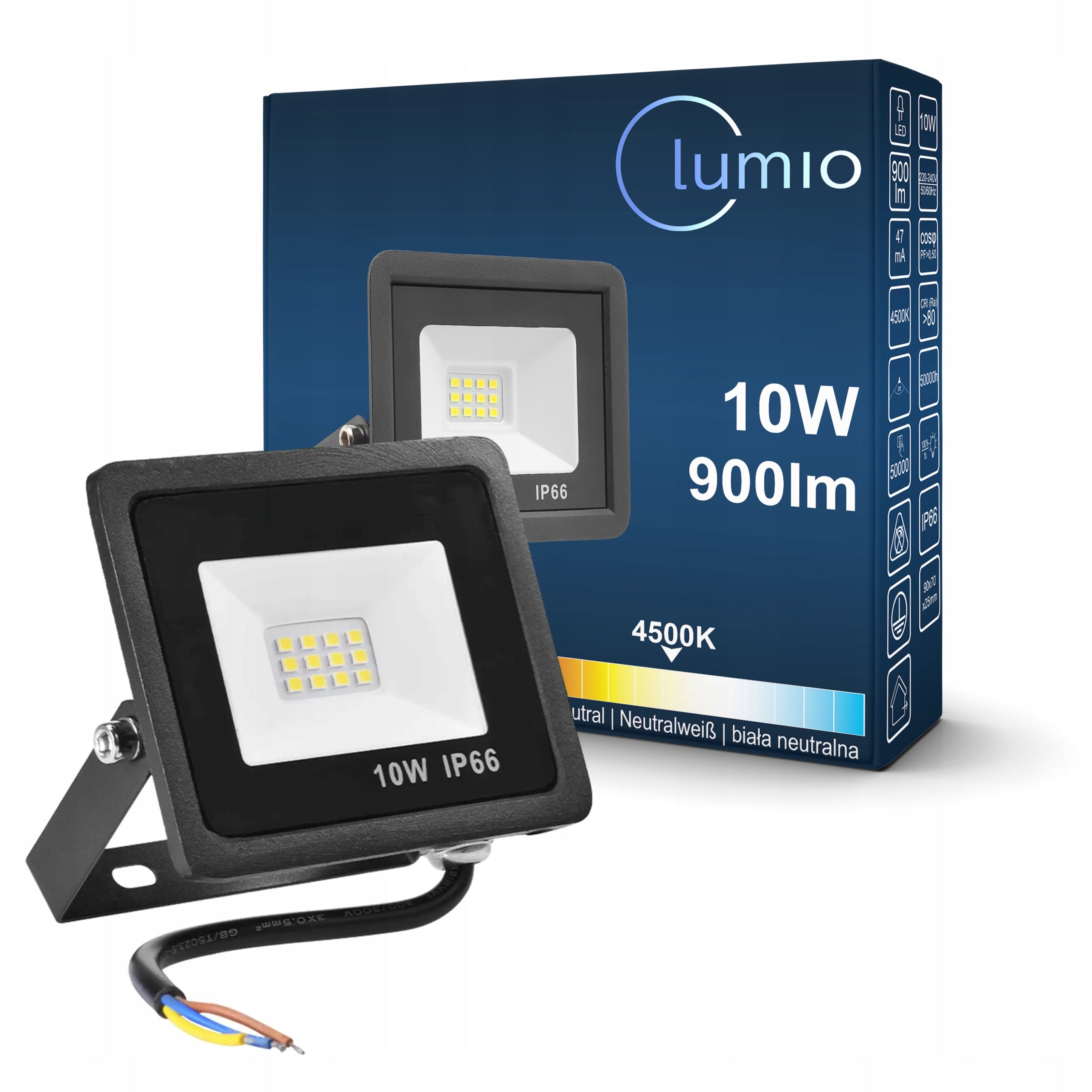 LED Floodlight 10W Halogen Outdoor IP65 Neutral 4500K Powerful 900lm