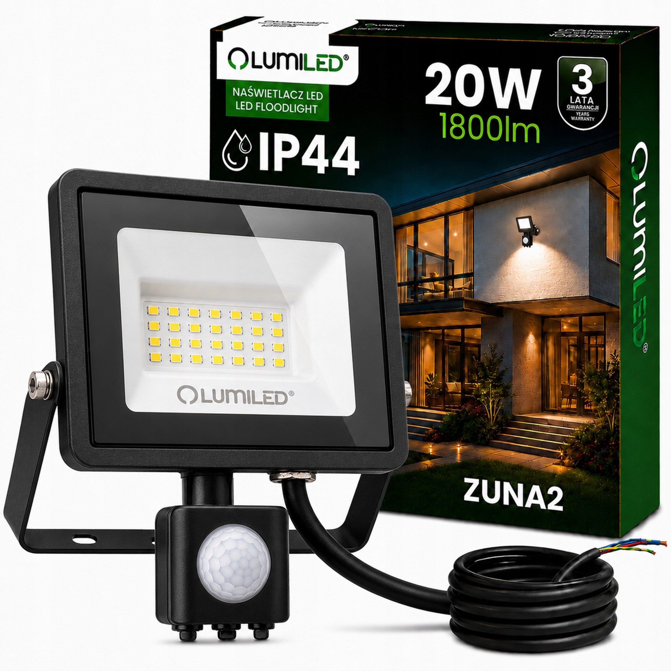 LED Floodlight 20W HALOGEN OUTDOOR LAMP HEADLIGHT WITH MOTION SENSOR