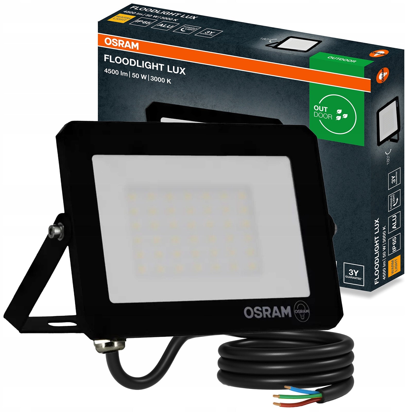 LED Floodlight Halogen Outdoor Headlight 50W 3000K 4500lm IP65 OSRAM