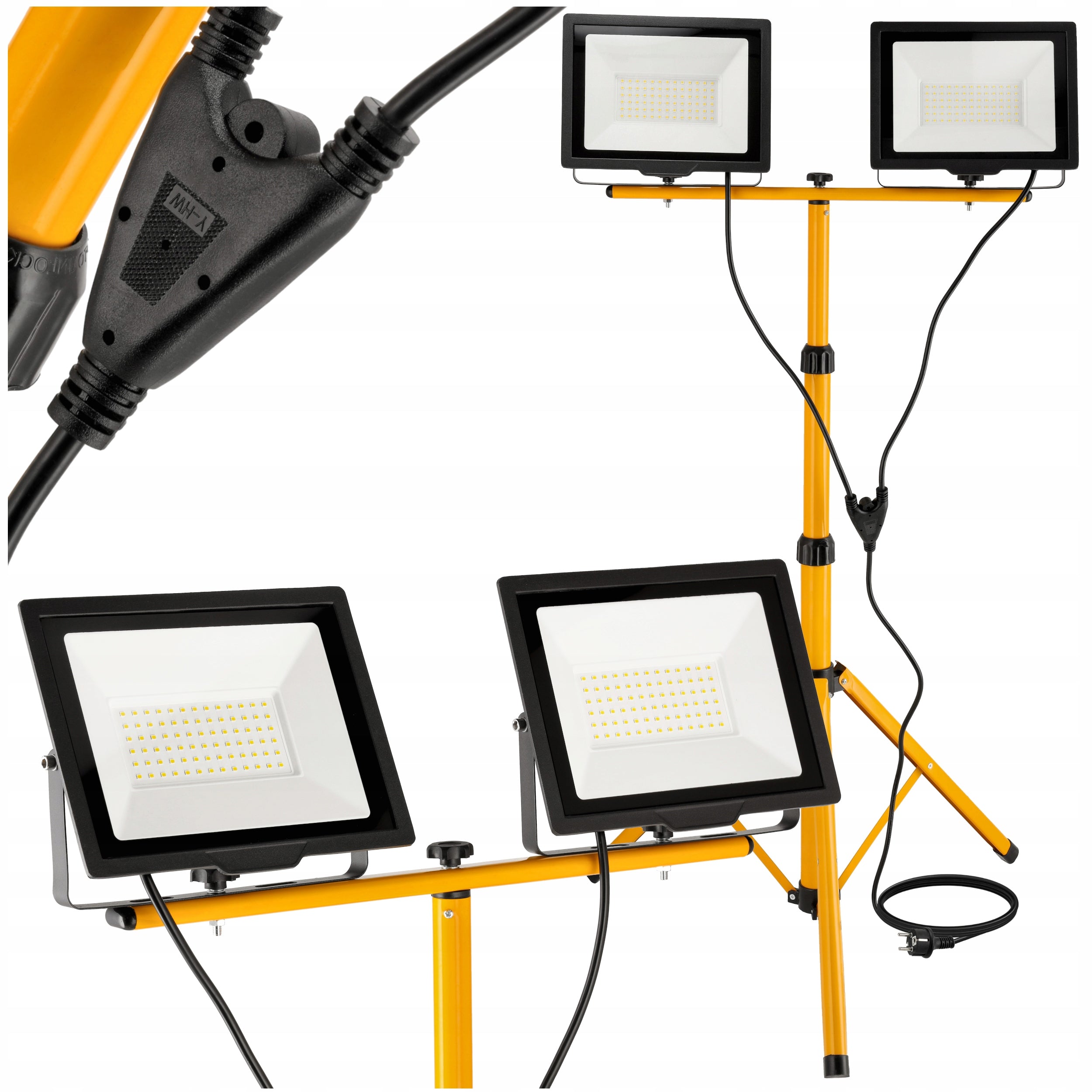 LED Floodlight Kit 2x100W 200W + Tripod 160cm Neutral 4500K HIGH POWER