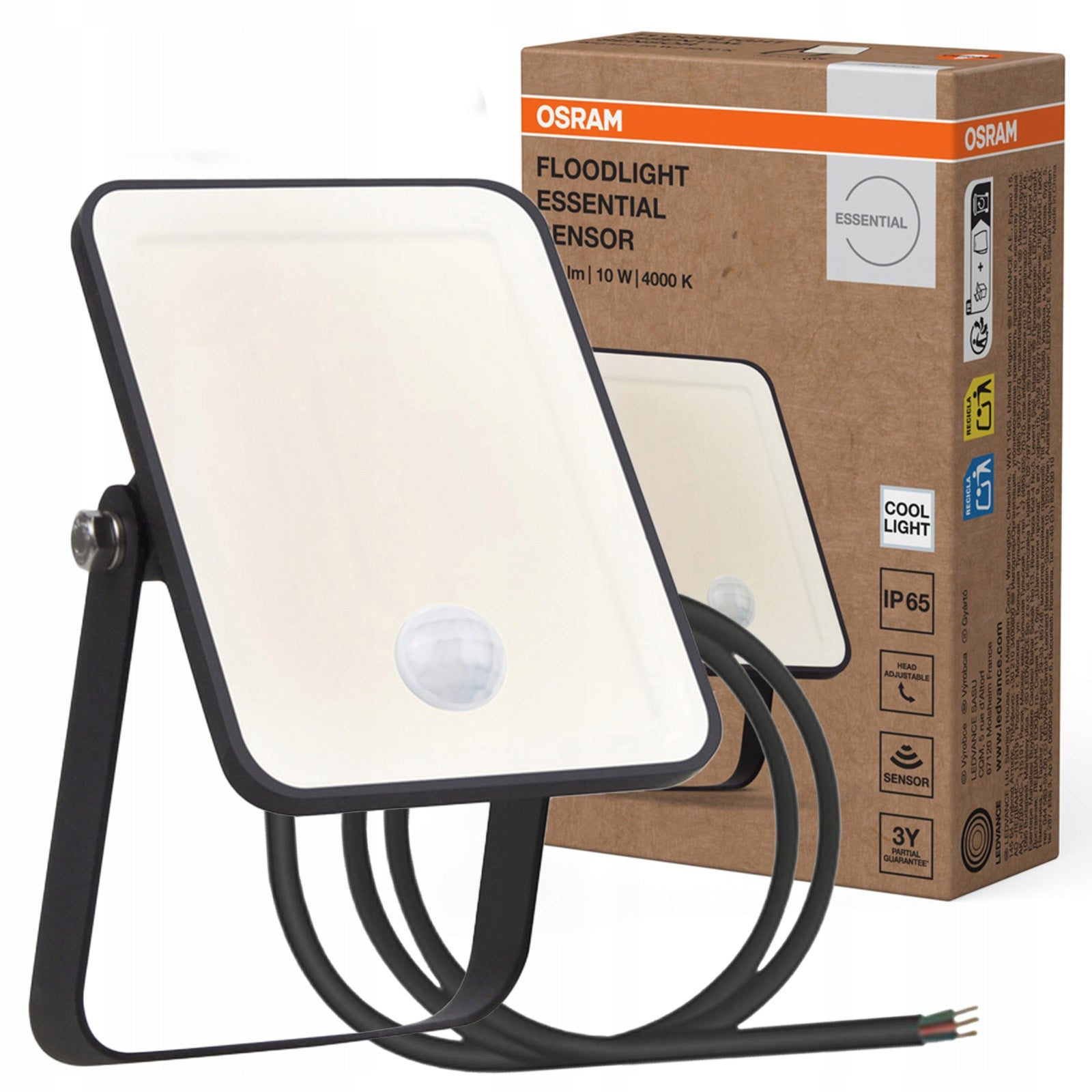 LED Floodlight Lamp Spotlight Halogen Motion Sensor 20W 1900lm 4000K IP65