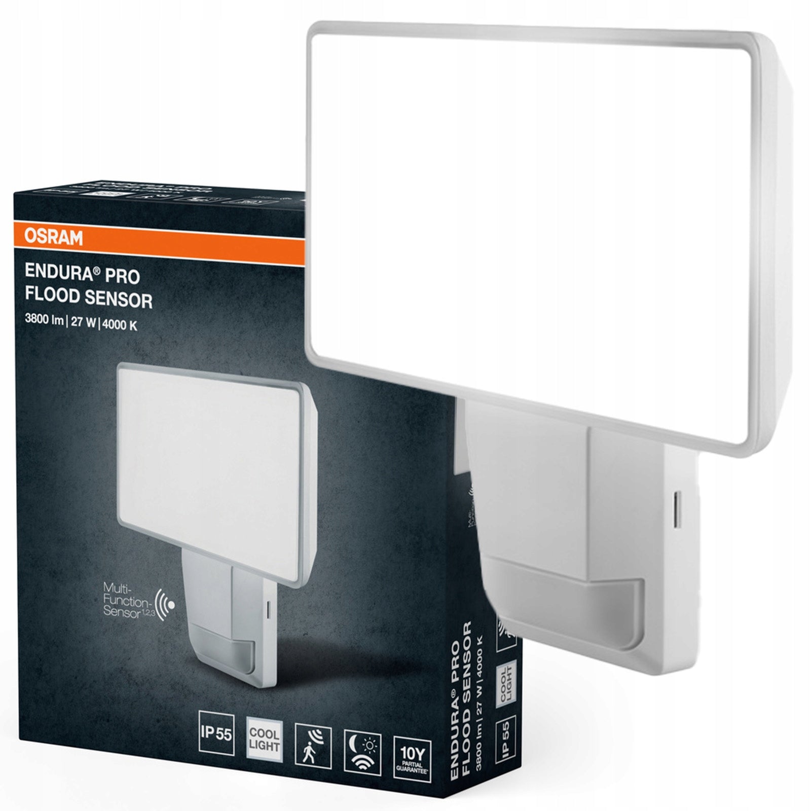 LED Floodlight Outdoor LED Lamp Twilight Motion Sensor 27W 4000K IP55