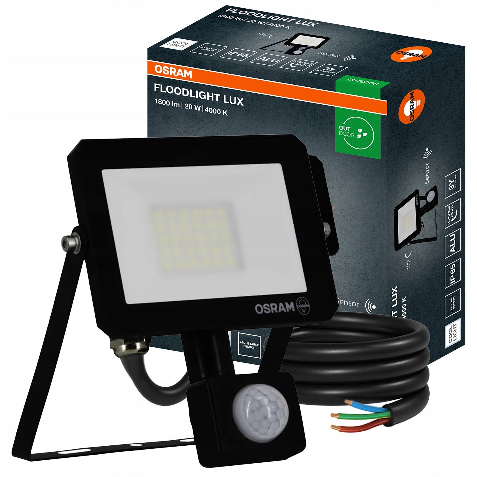 LED Floodlight with Halogen Sensor Headlight 20W 4000K 1800lm IP65 OSRAM