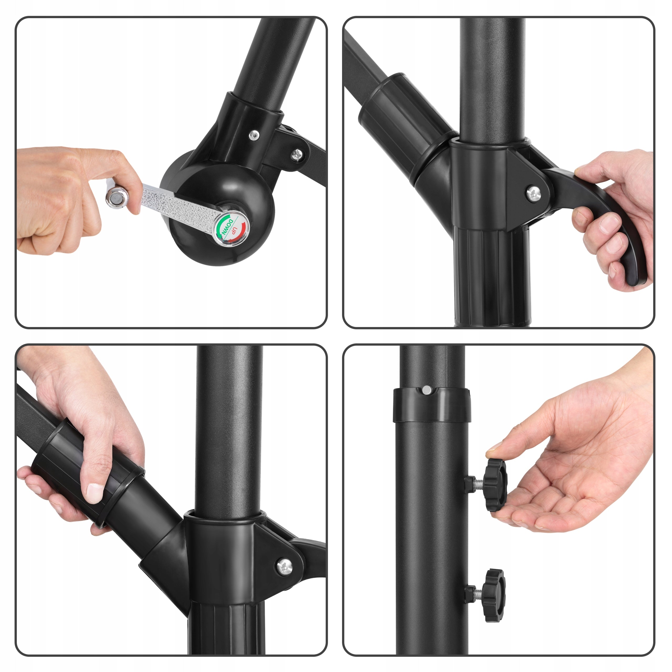 LED GARDEN UMBRELLA LARGE FOLDING SOLID WITH BOOM SOLAR LIGHTS Product height 240 cm