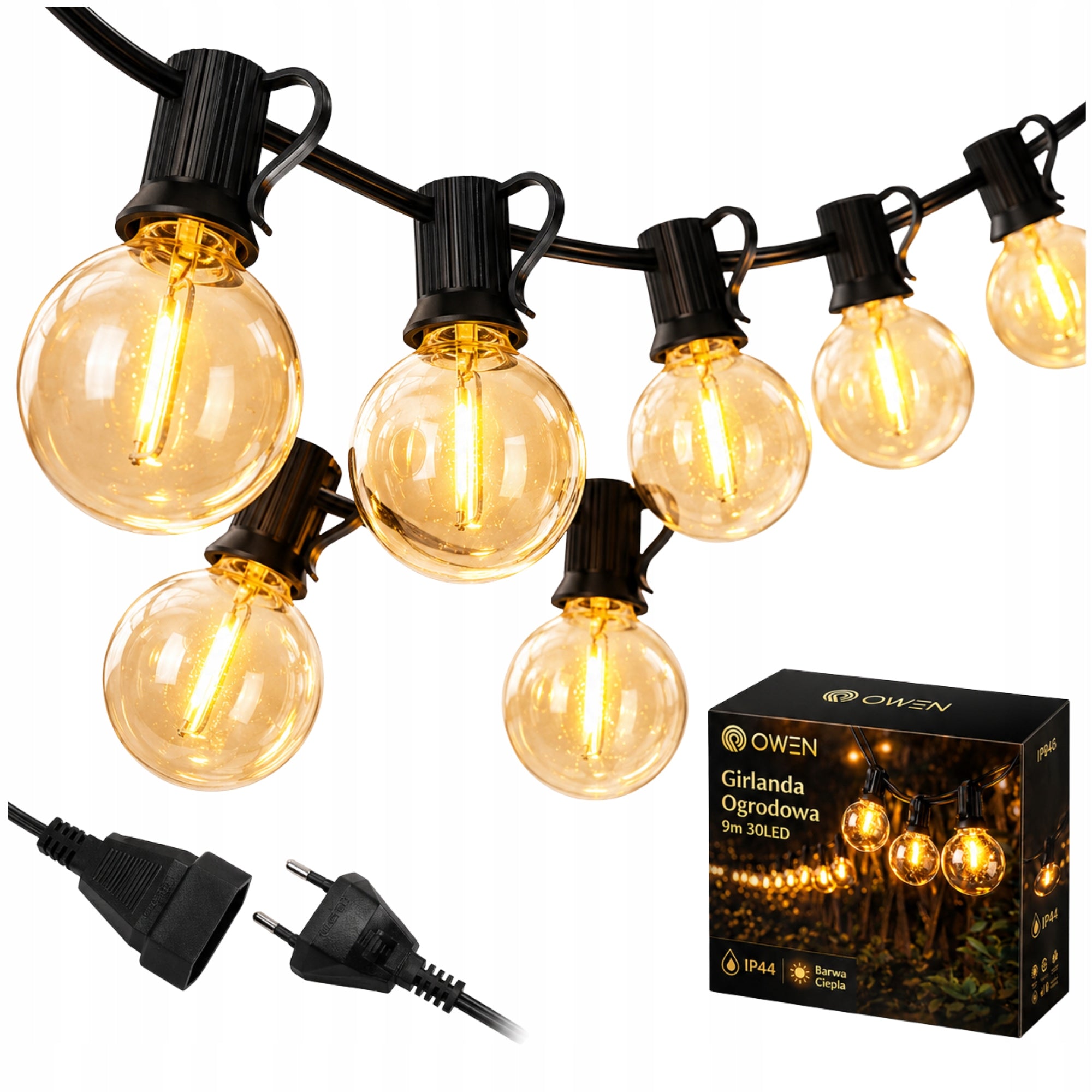 LED GARLAND LIGHT GARDEN LIGHTS 30 BULBS 9M WATERPROOF OUTDOOR