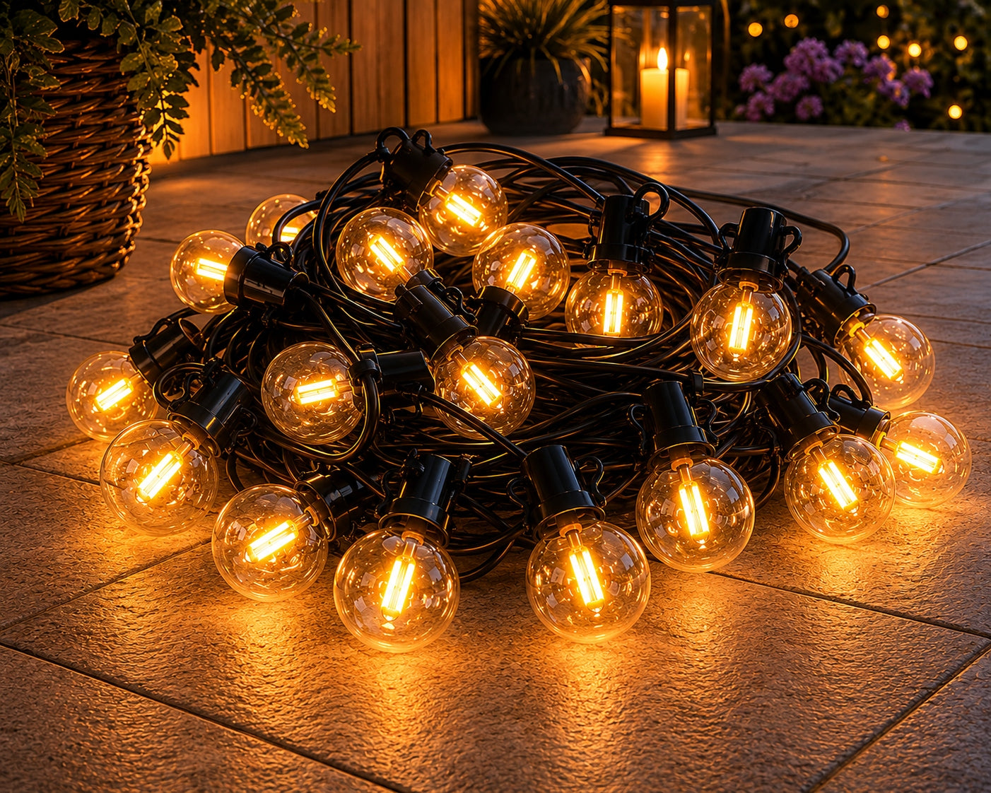 LED Garden Garland Outdoor Chain 15m + 25x G40 Bulb + 2x freebie Manufacturer code 8522