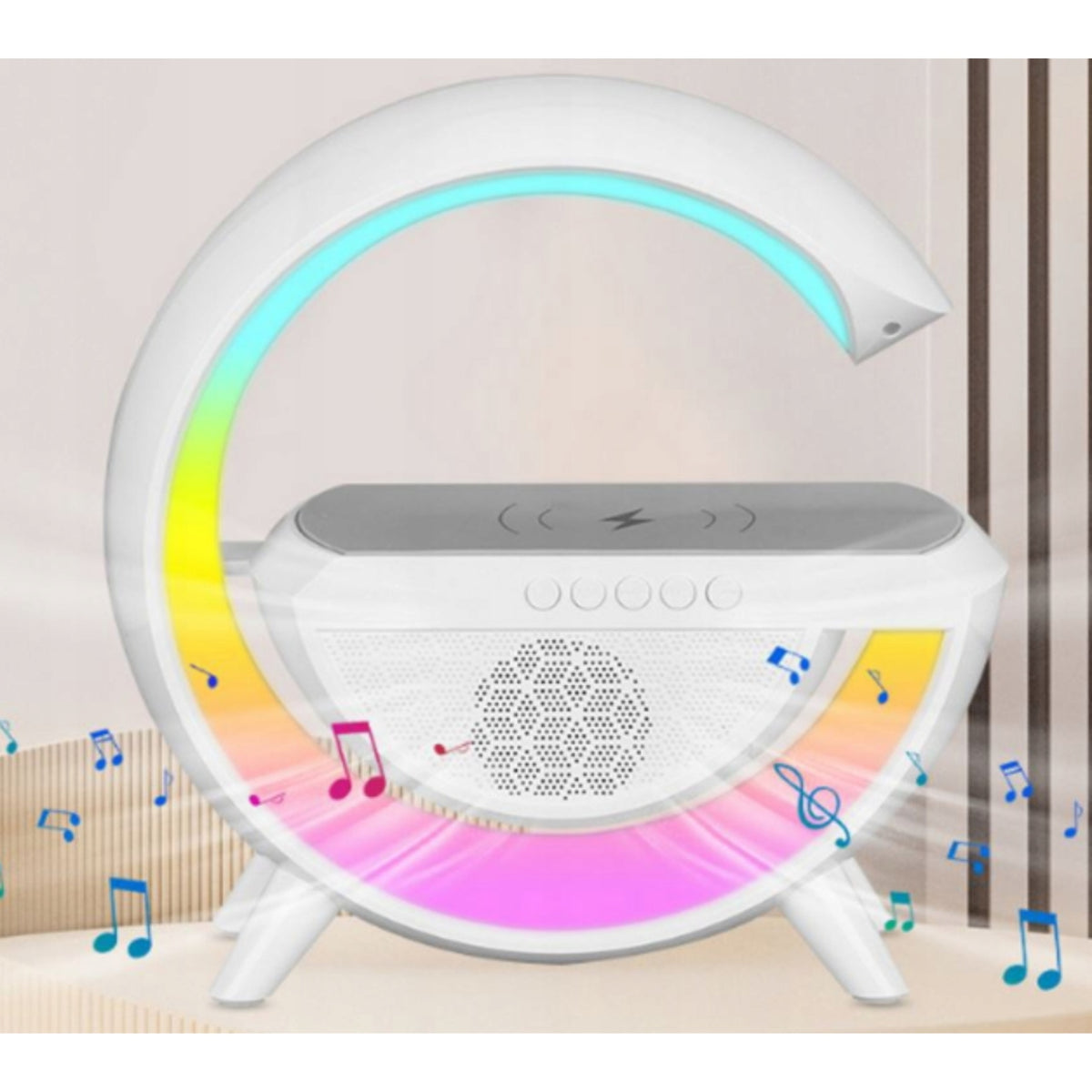 LED LAMP RGB INDUCTION CHARGER SPEAKER CLOCK RADIO ALARM CLOCK GAMING 15W Packaging status original