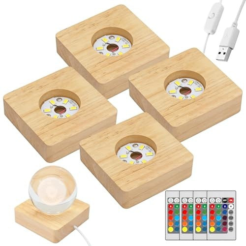 LED LAMP WOODEN SET OF 4 PIECES COLOR CHANGE REMOTE CONTROL USB LAMP Brand no brand