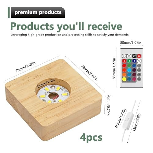 LED LAMP WOODEN SET OF 4 PIECES COLOR CHANGE REMOTE CONTROL USB LAMP Manufacturer code SWC5908151681114