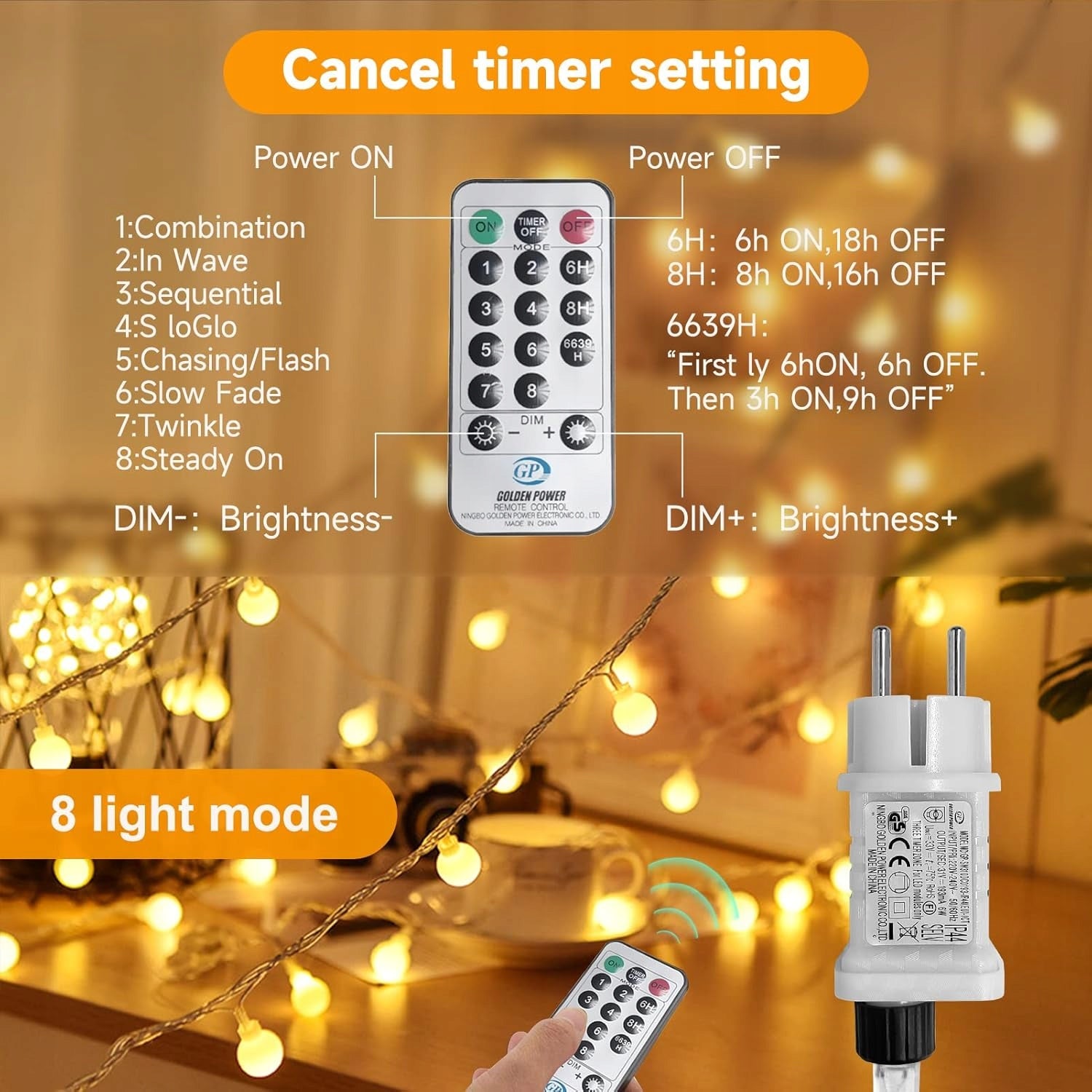 LED LIGHT CHAIN 30M WITH BALLS 8 MODES REMOTE CONTROL Brand no brand