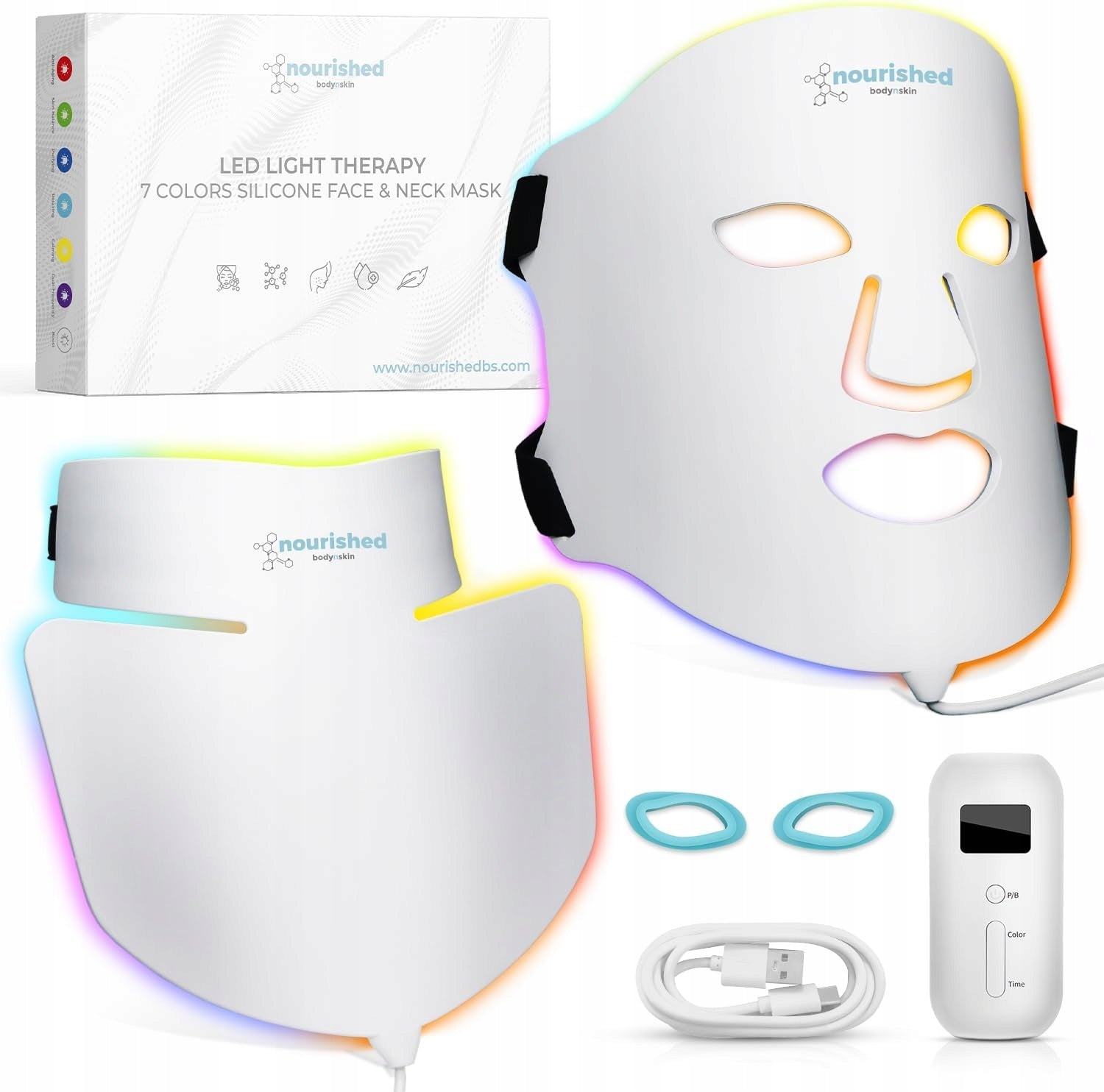 LED Light Therapy Face and Neck Mask 7 Colors 228 Diode Packaging status original