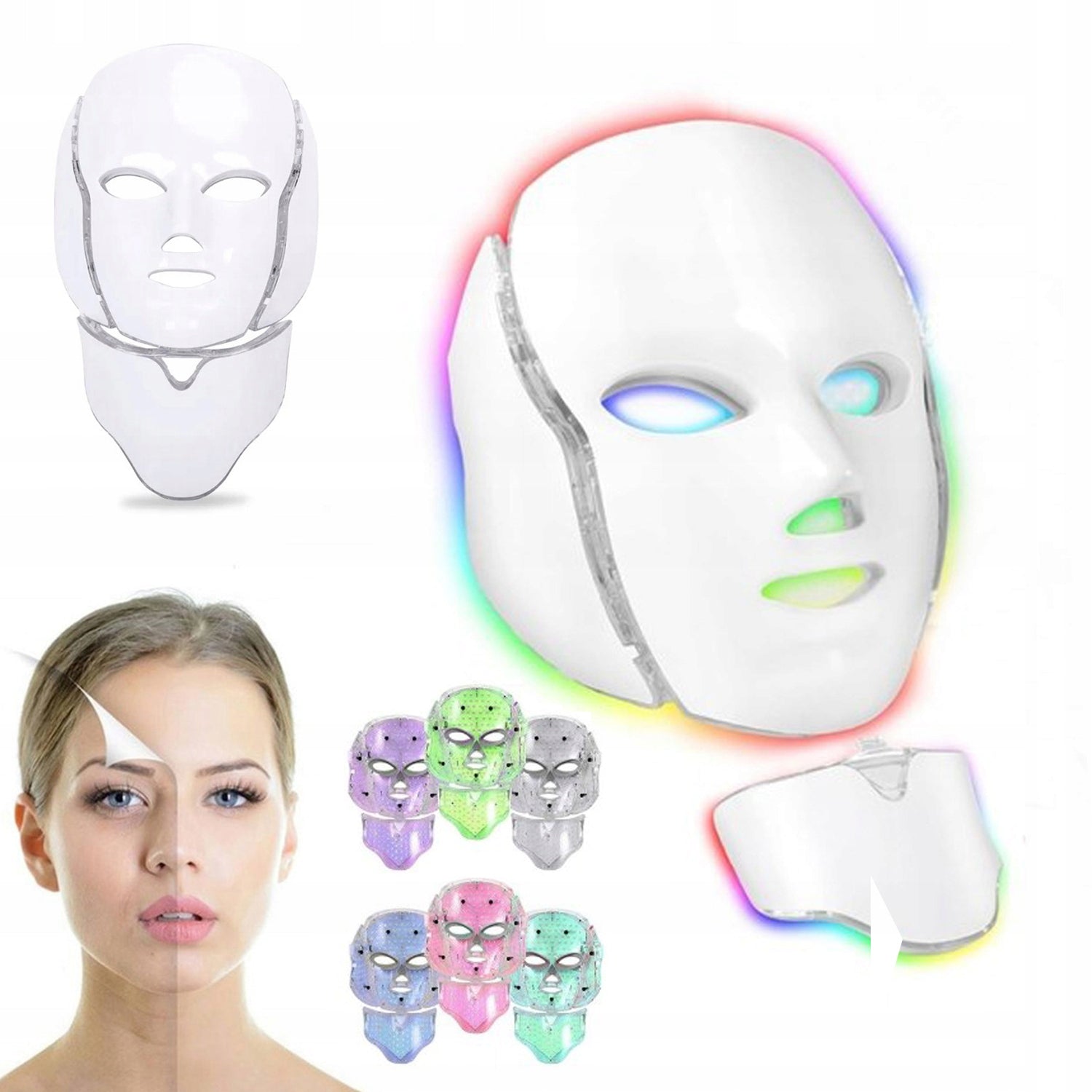 LED MASK 7 COLORS FOR NECK FACE AND CHEST BEAUTIFYING cai