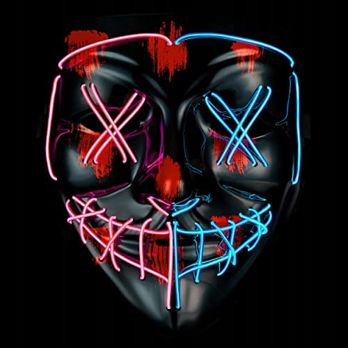 LED MASK RED BLUE 3 LIGHT MODES DJ HALLOWEEN COSPLAY Manufacturer code Bez marki