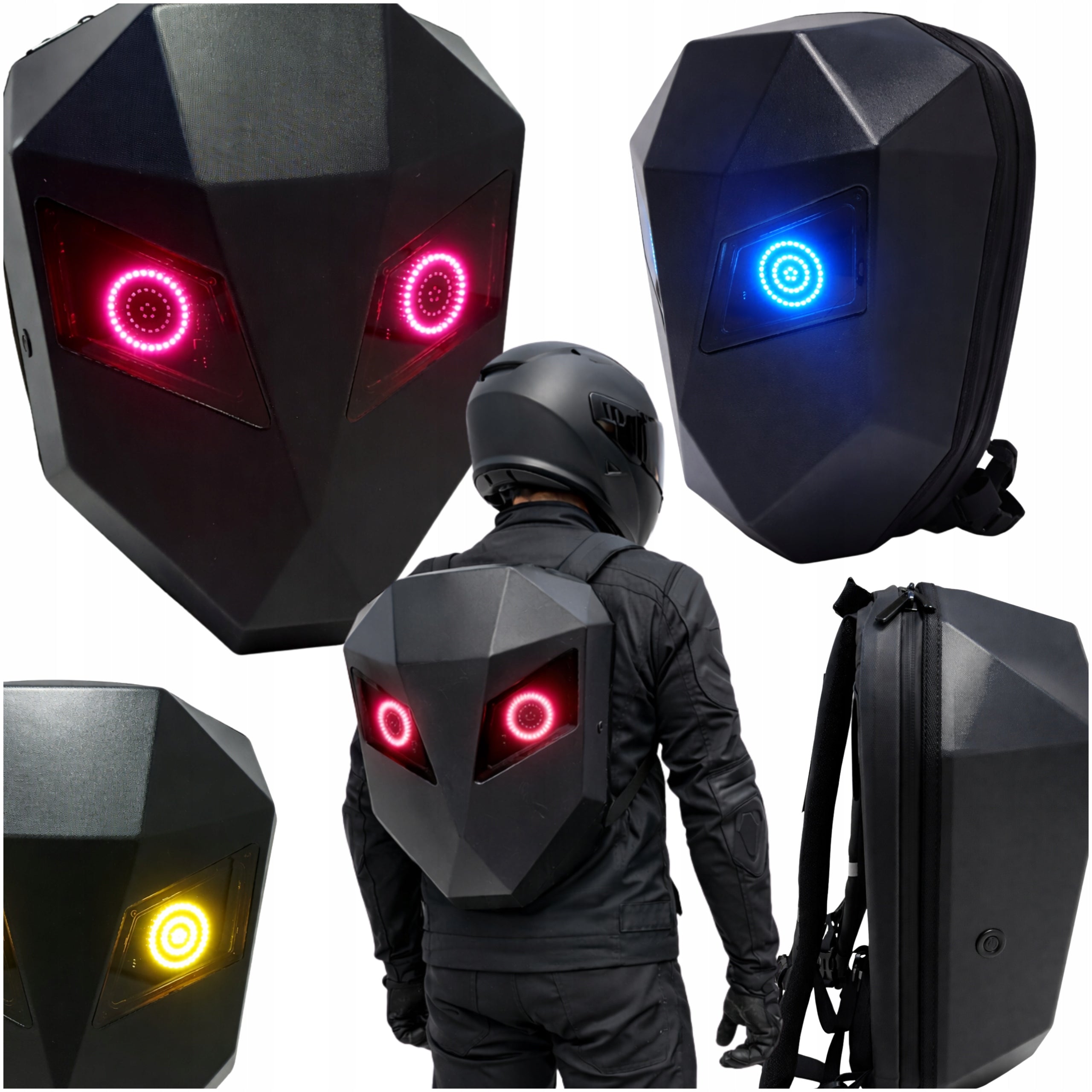 LED MOTORCYCLE BACKPACK WITH BLACK NIGHT EYE DISPLAY FOR G1 HELMET
