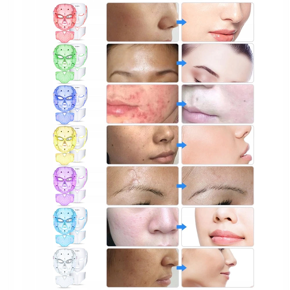 LED Mask 7 Colors for Neck and Chest Face Beautifying Lifting Power 10 W