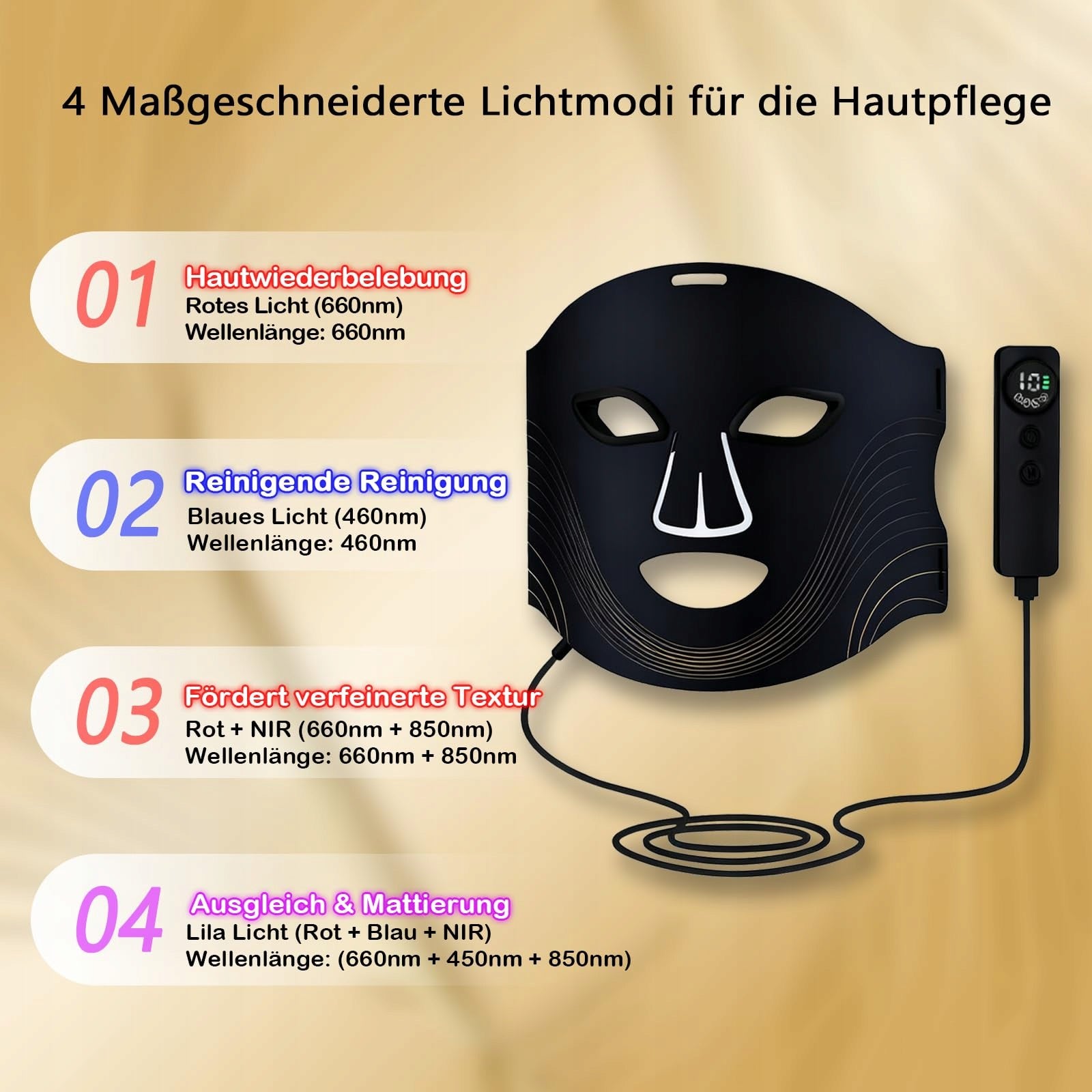 LED Mask for Red Light Therapy 4 Colors Rejuvenating Face Manufacturer code B0GSZDWC1S