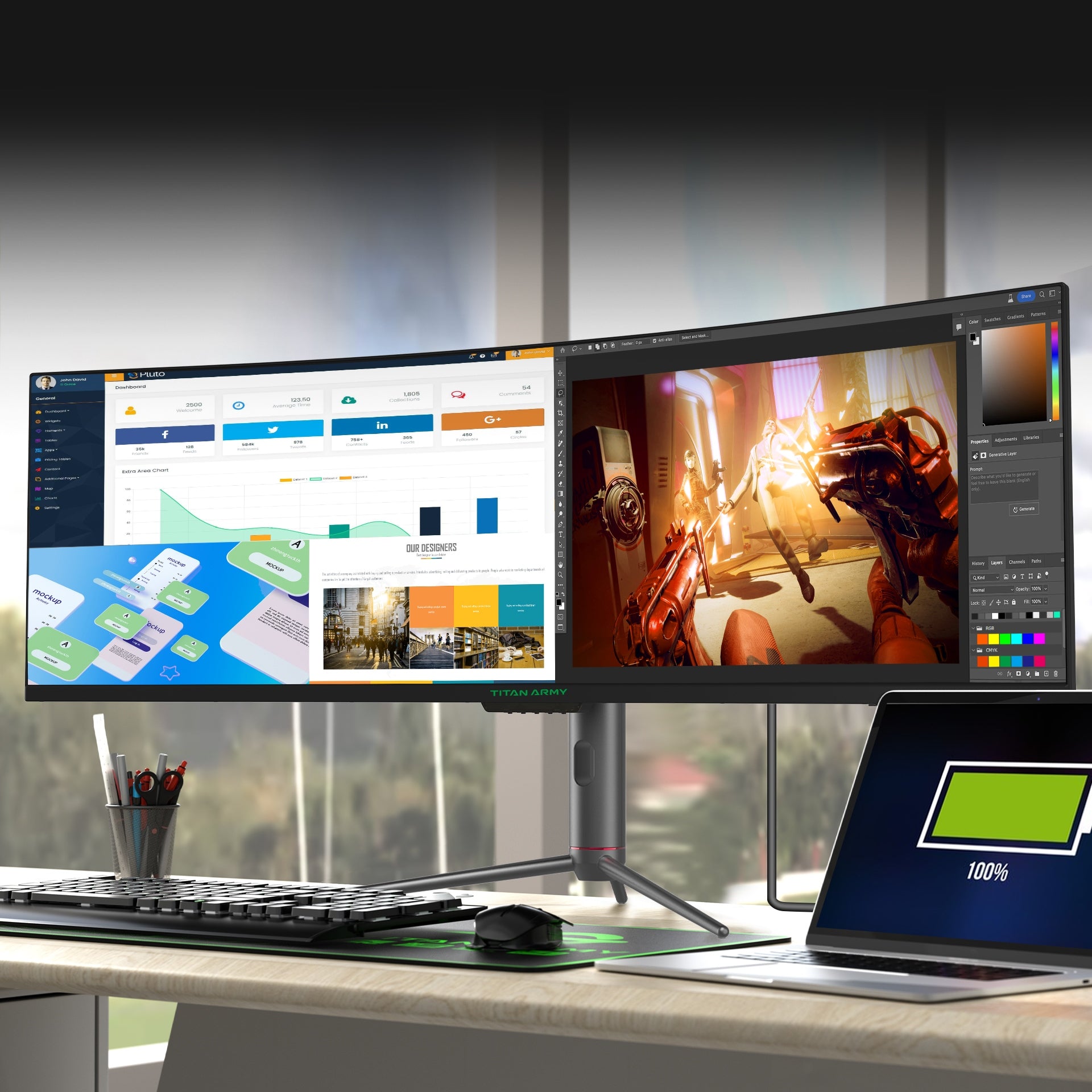 LED Monitor TITAN ARMY C49SHC 49 " 3840 x 1080 px VA Brand TITAN ARMY