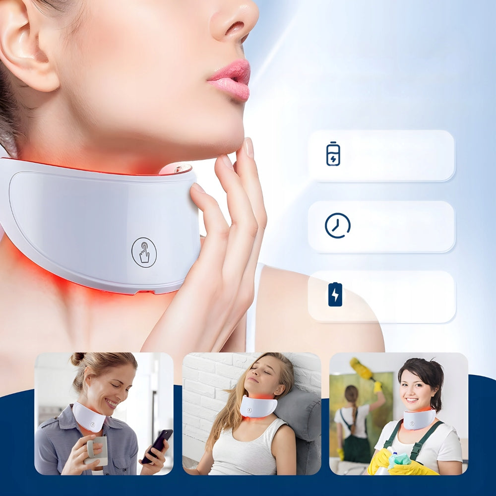LED Neck Mask for Light Therapy Wireless 7 Colors Wrinkles Packaging status original