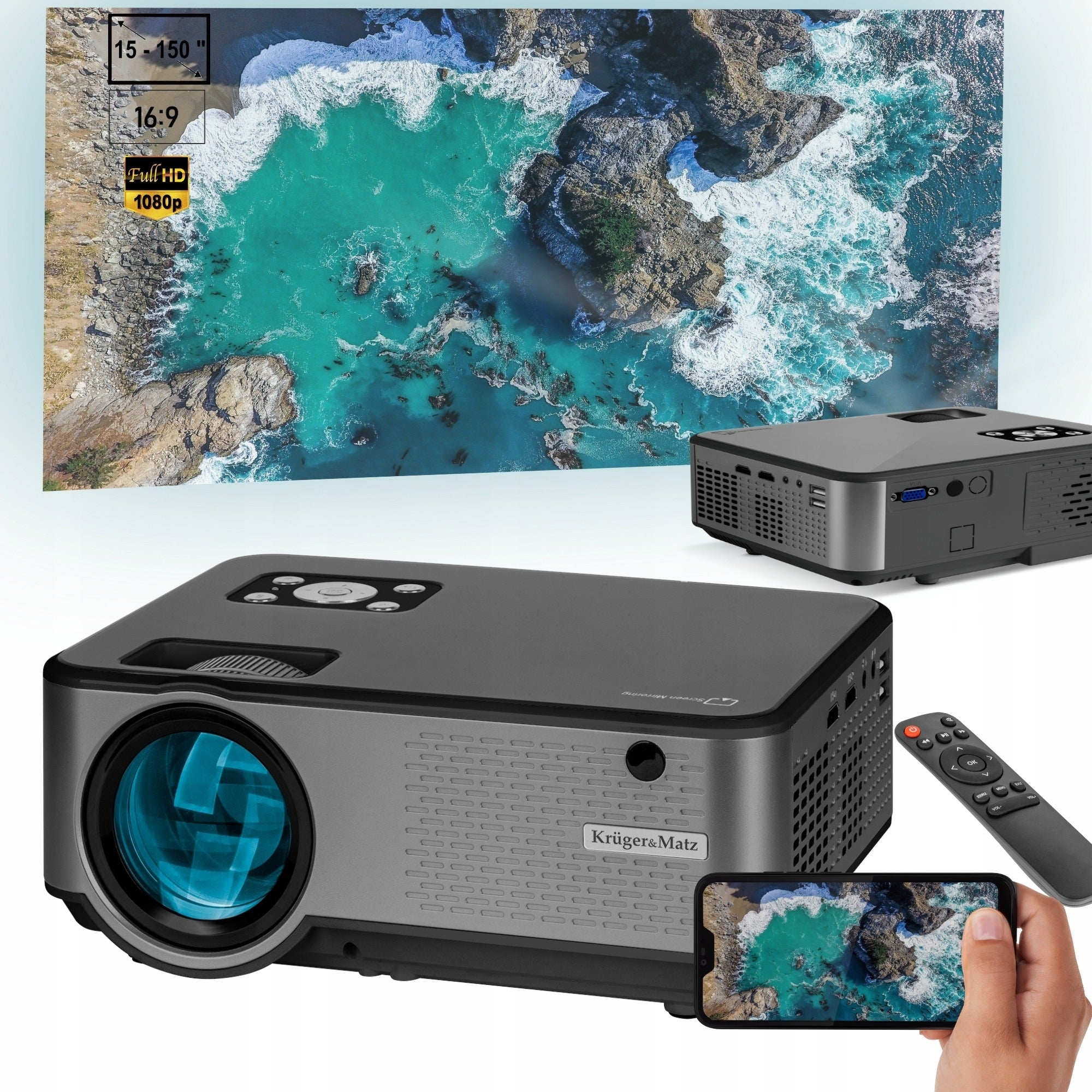 LED PROJECTOR FULL HD WIFI USB 5000 LM 150" PROJECTOR REMOTE HDMI USB 70W