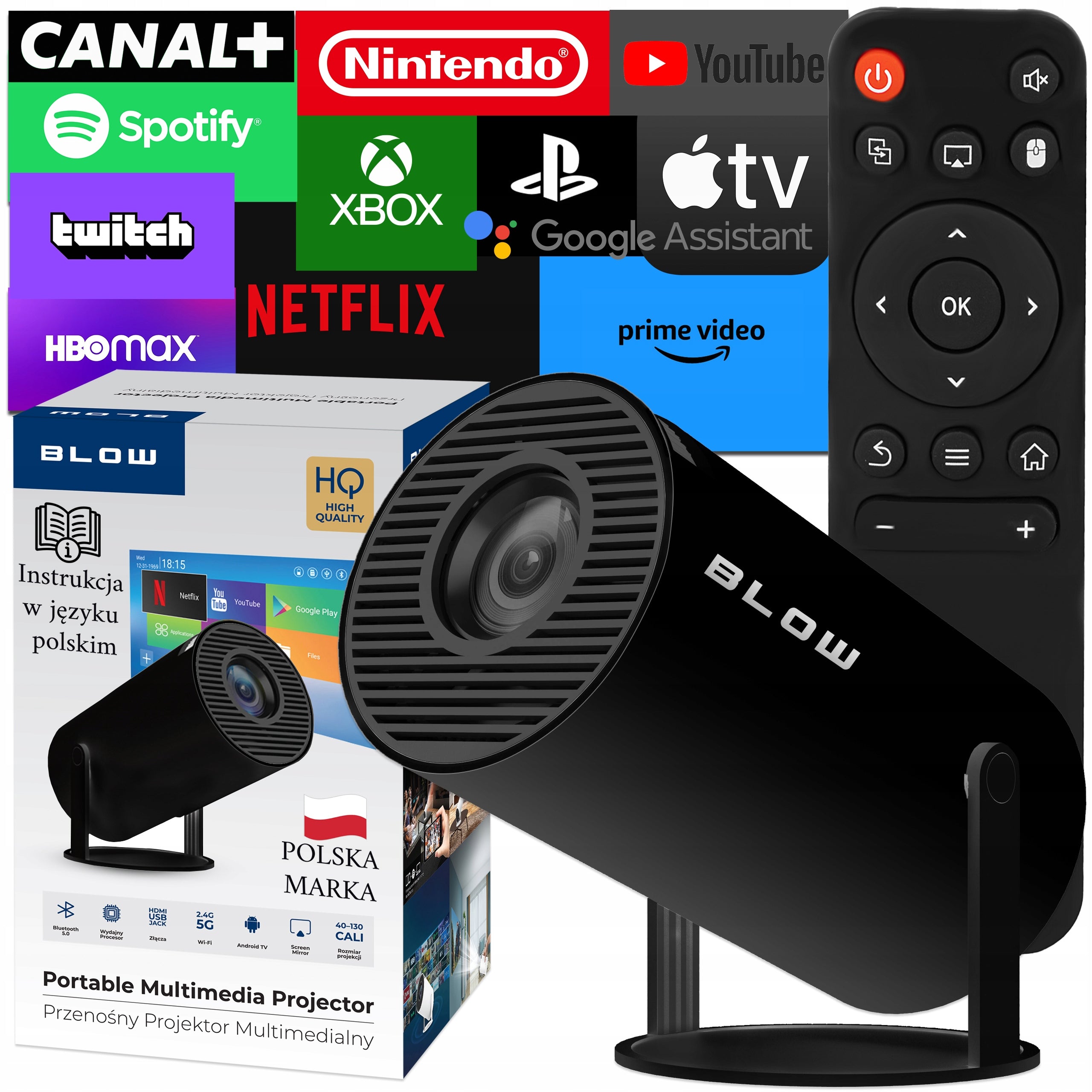 LED Projector Mini Projector Android Smart TV 4K Black BLOW CINEMA BLACK Manufacturer code 79-705#