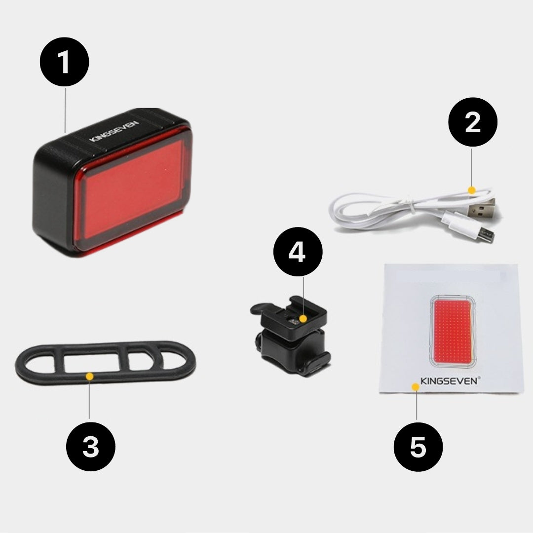 LED REAR BIKE LIGHT 60lm 3 MODES USB FLASHLIGHT WATERPROOF RECHARGEABLE Set contents rechargeable battery user manual lamp handlebar mount holder