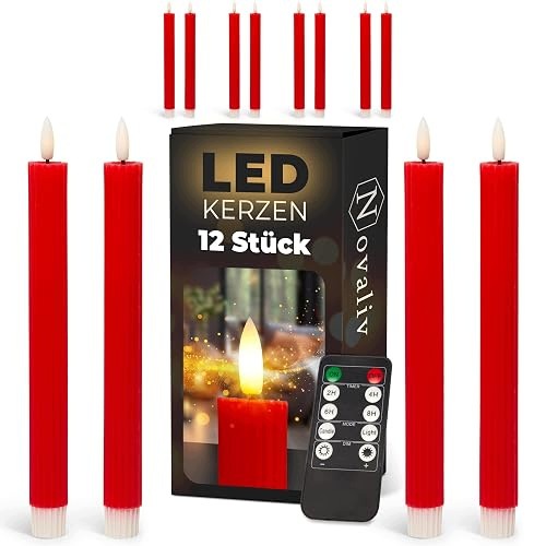 LED ROD CANDLES RED WITH TIMER WAX NATURAL DECORATION 2 PCS. Brand no brand