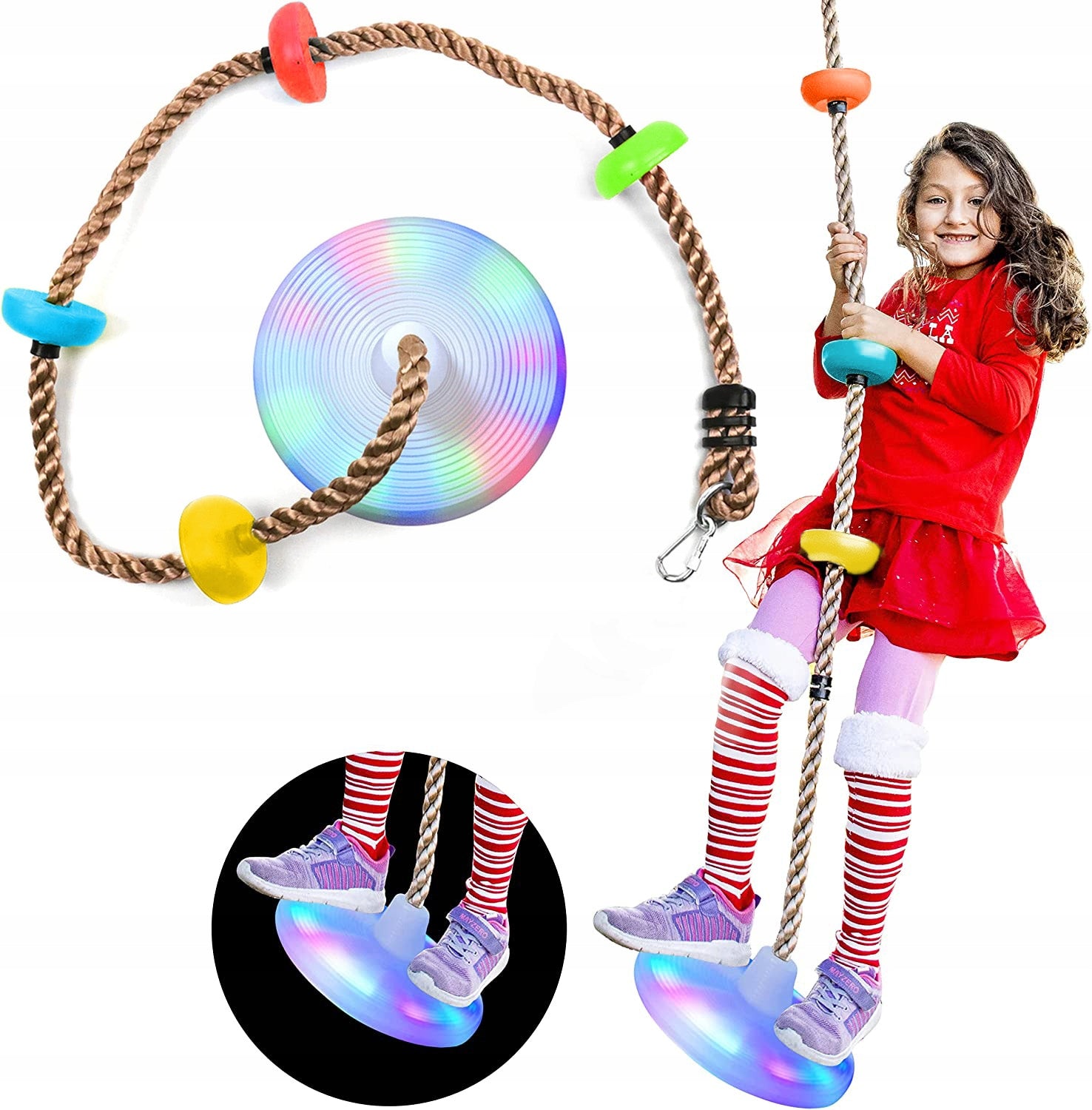 LED Swing + Climbing Rope for Children 45114